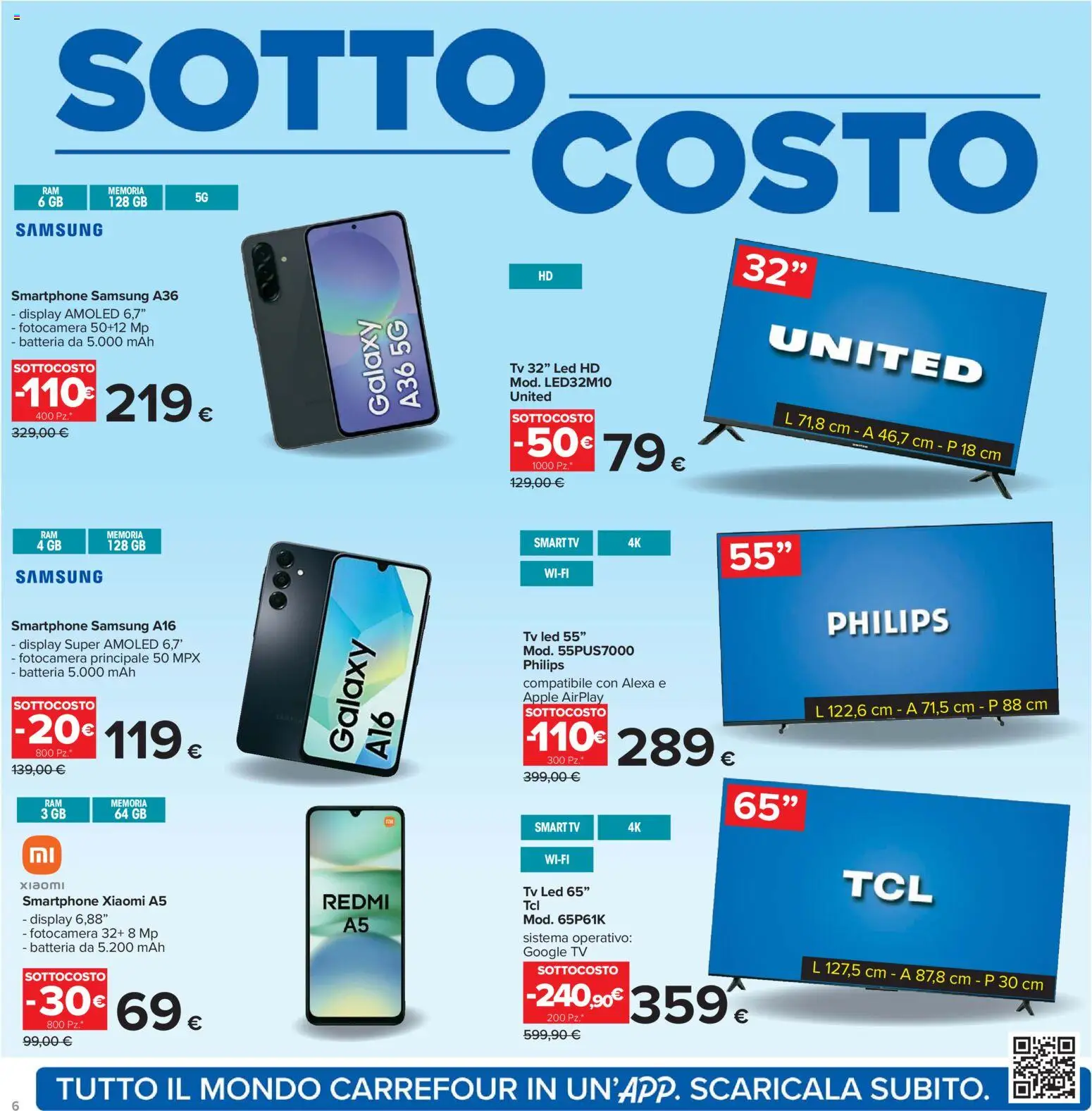 Volantino Carrefour del 07.11.2025 | Pagina: 6 | Prodotti: Xiaomi, smart TV, Smartphone, Samsung