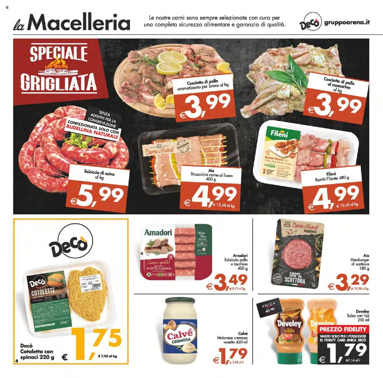 Volantino Decò del 12.08.2025 | Pagina: 4 | Prodotti: Maionese, Suino, Tacchino, Spinaci