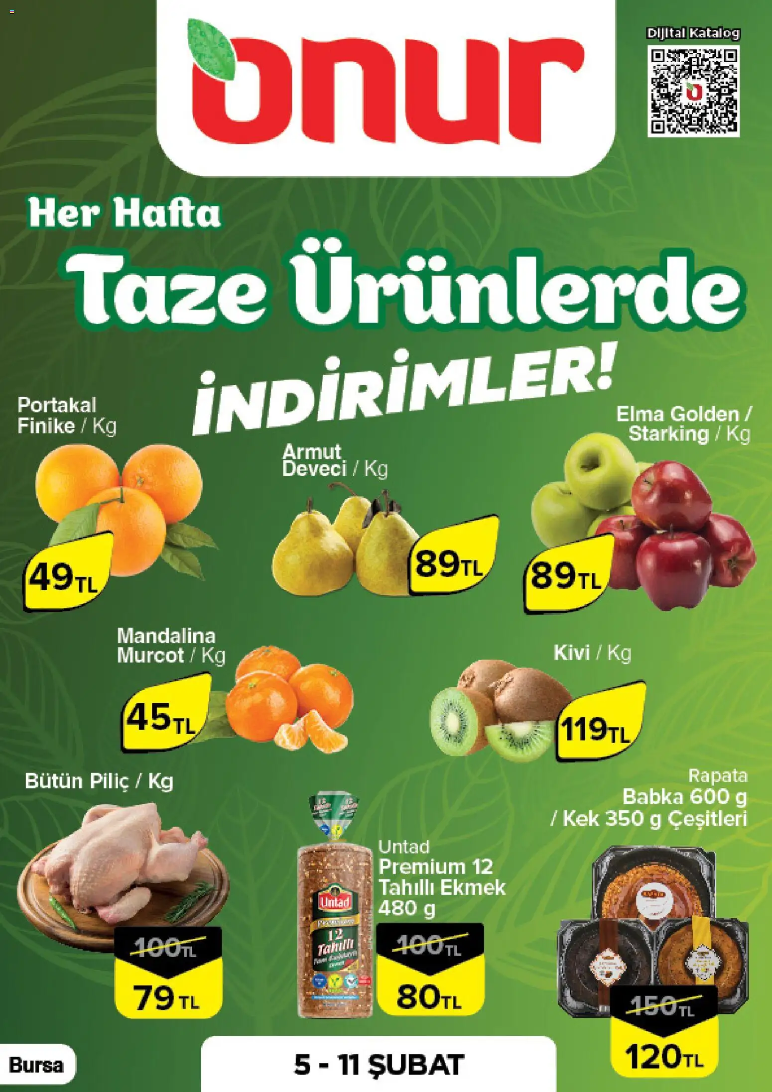 Onur Market Taze Ürünlerde İndirimler - Bursa - 05.02.2026 tarihinden itibaren geçerlidir | Sayfa: 1