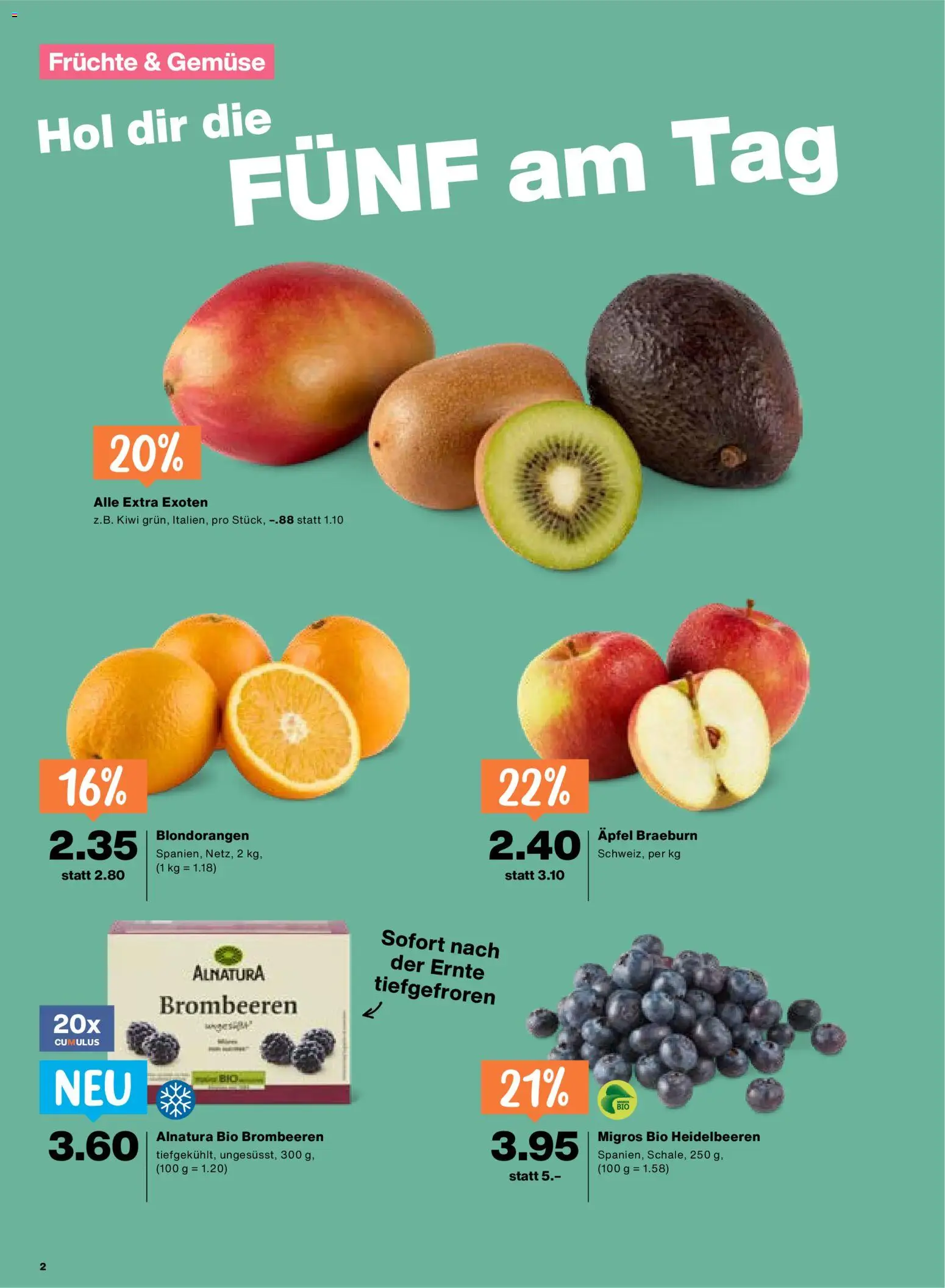 Migros aktionen – gültig ab 26.03.2026 | Seite: 2 | Produkte: Gemüse, Kiwi, Früchte, Apple