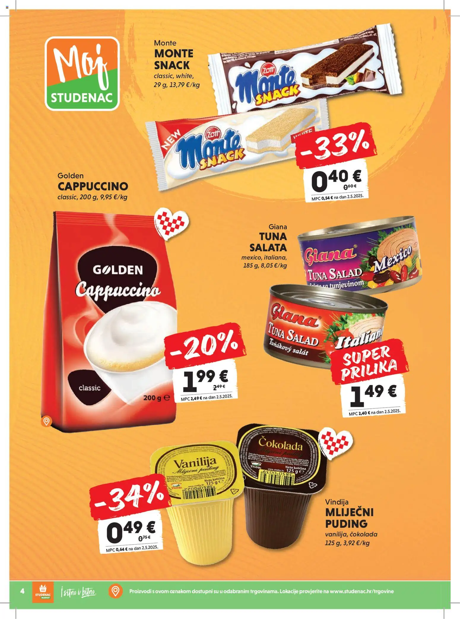 Studenac katalog | vrijedi od 12.11.2025 | Stranica: 4 | Proizvodi: Vindija, Čokolada, Puding, Cappuccino