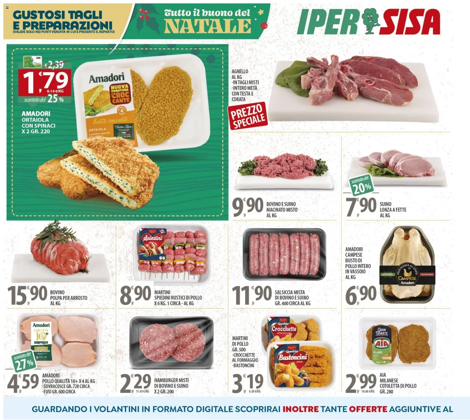 Volantino SISA del 16.12.2025 | Pagina: 8 | Prodotti: Bovino, Formaggio, Spinaci, Agnello