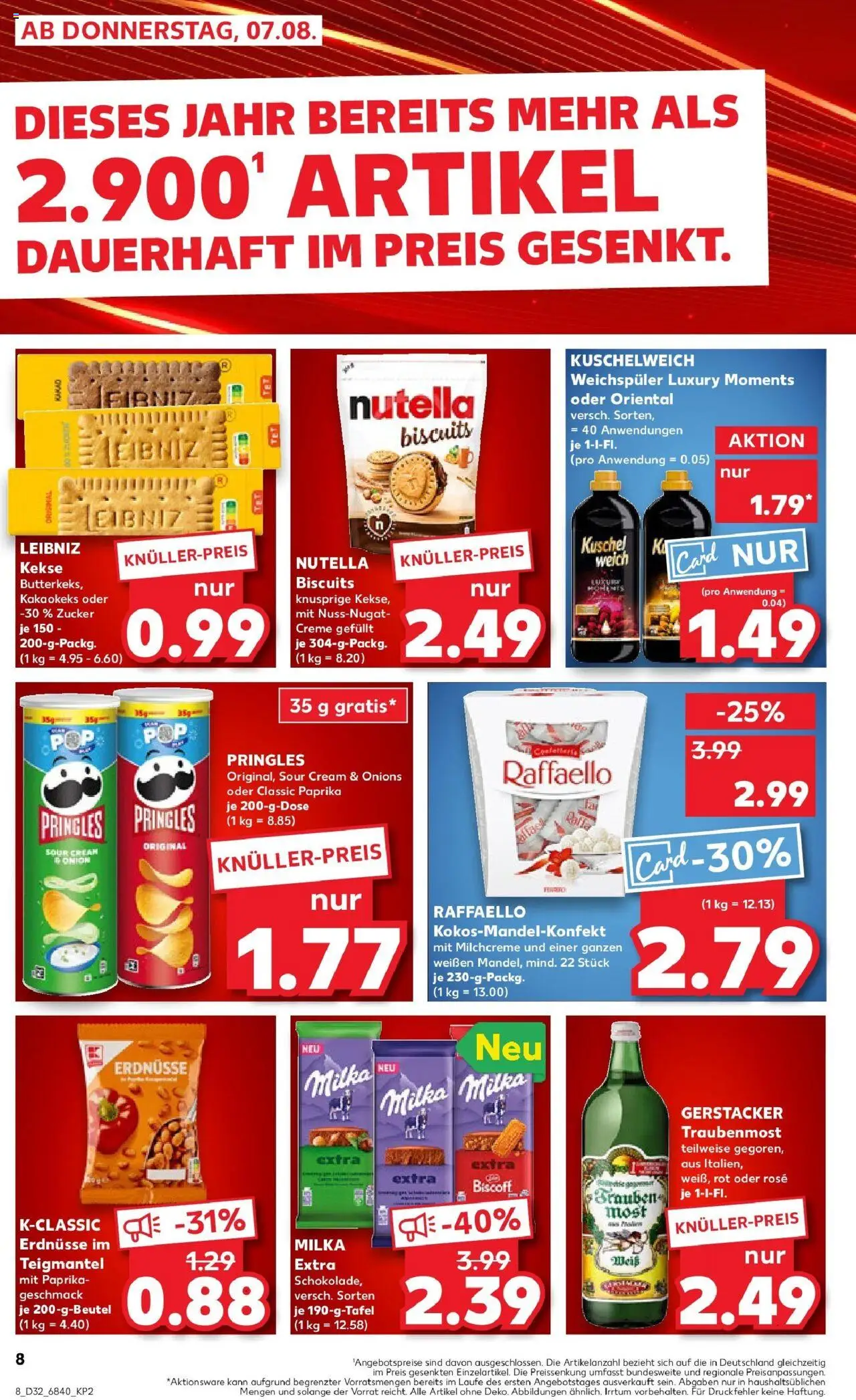 Kaufland prospekt Walsrode	 - gültig ab dem 07.08.2025 | Seite: 8 | Produkte: Raffaello, Erdnüsse, Kuschelweich, Nutella