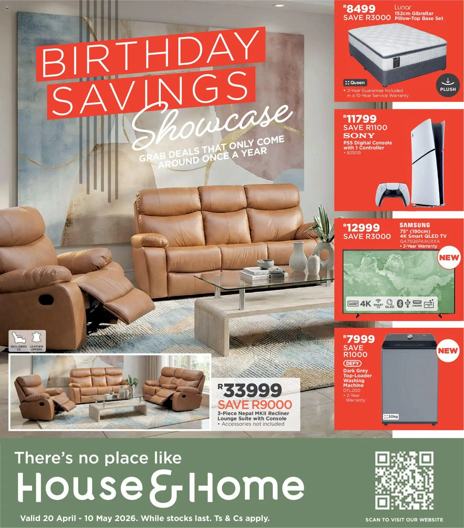 New House and Home catalogue – valid from 20.04.2026 | Page: 1 | Products: Washing machine, TV, Lounge suite