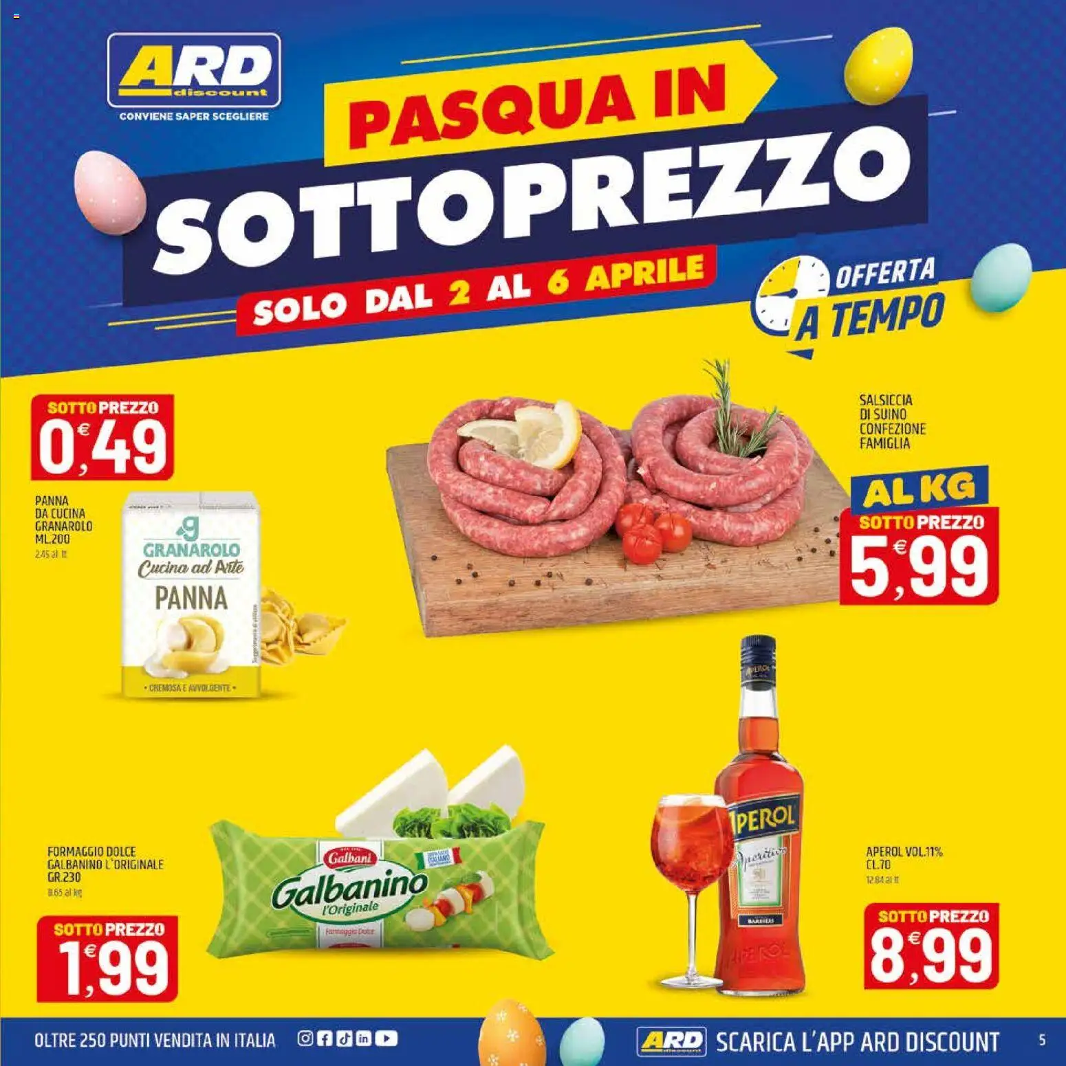 Volantino ARD Discount del 26.03.2026 | Pagina: 5 | Prodotti: Panna, Suino, Formaggio, Salsiccia