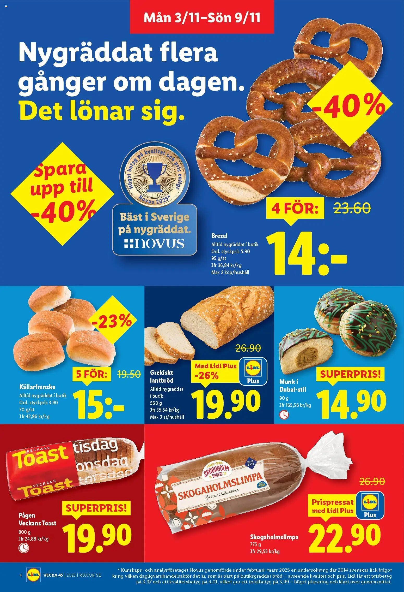 Lidl reklamblad aktuell från 03.11.2025 | Sida: 4 | Produkter: Bageri, Bröd, Lantbröd