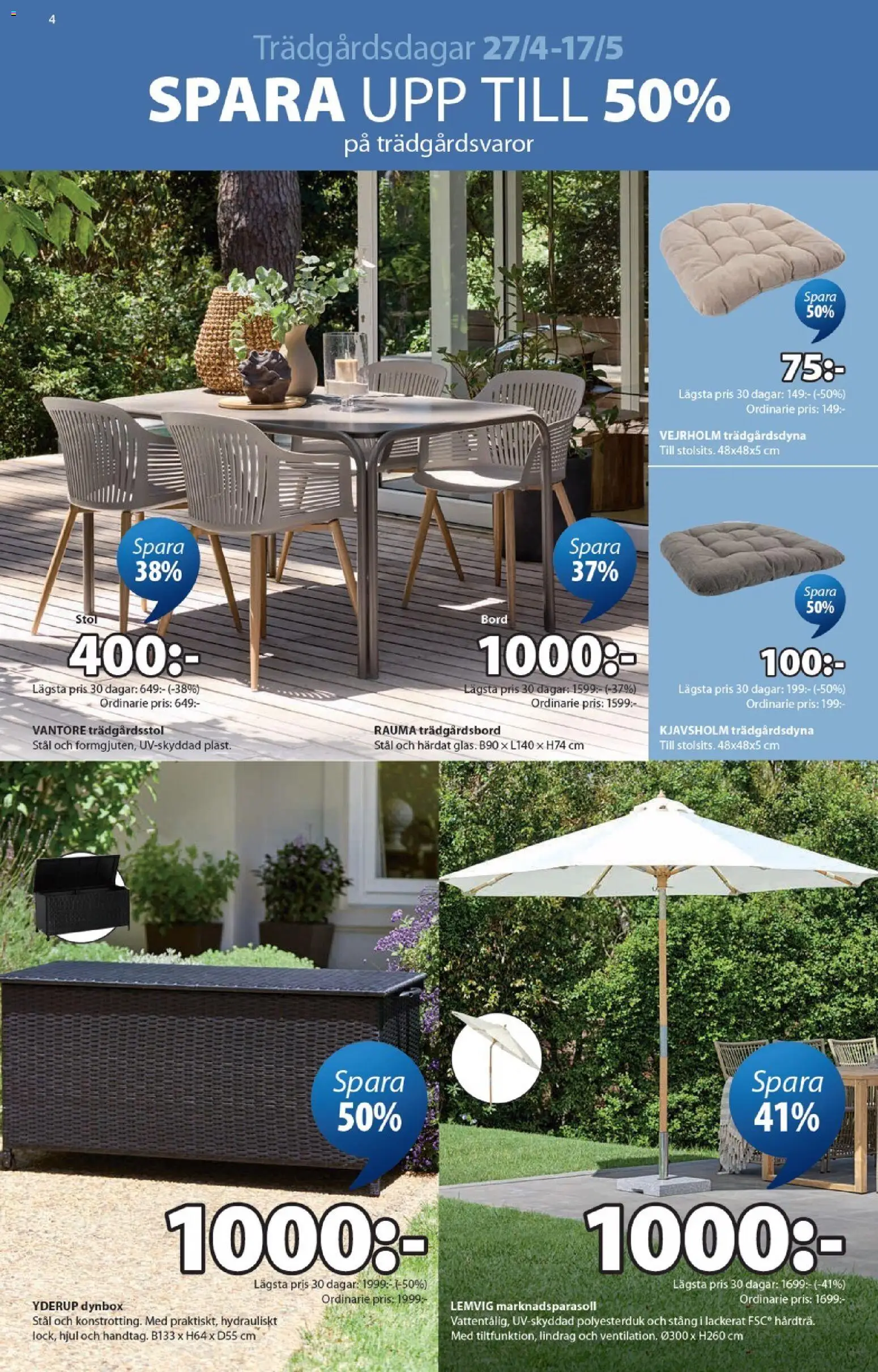 JYSK reklamblad aktuell från 27.04.2026 | Sida: 4 | Produkter: Bord, Stol