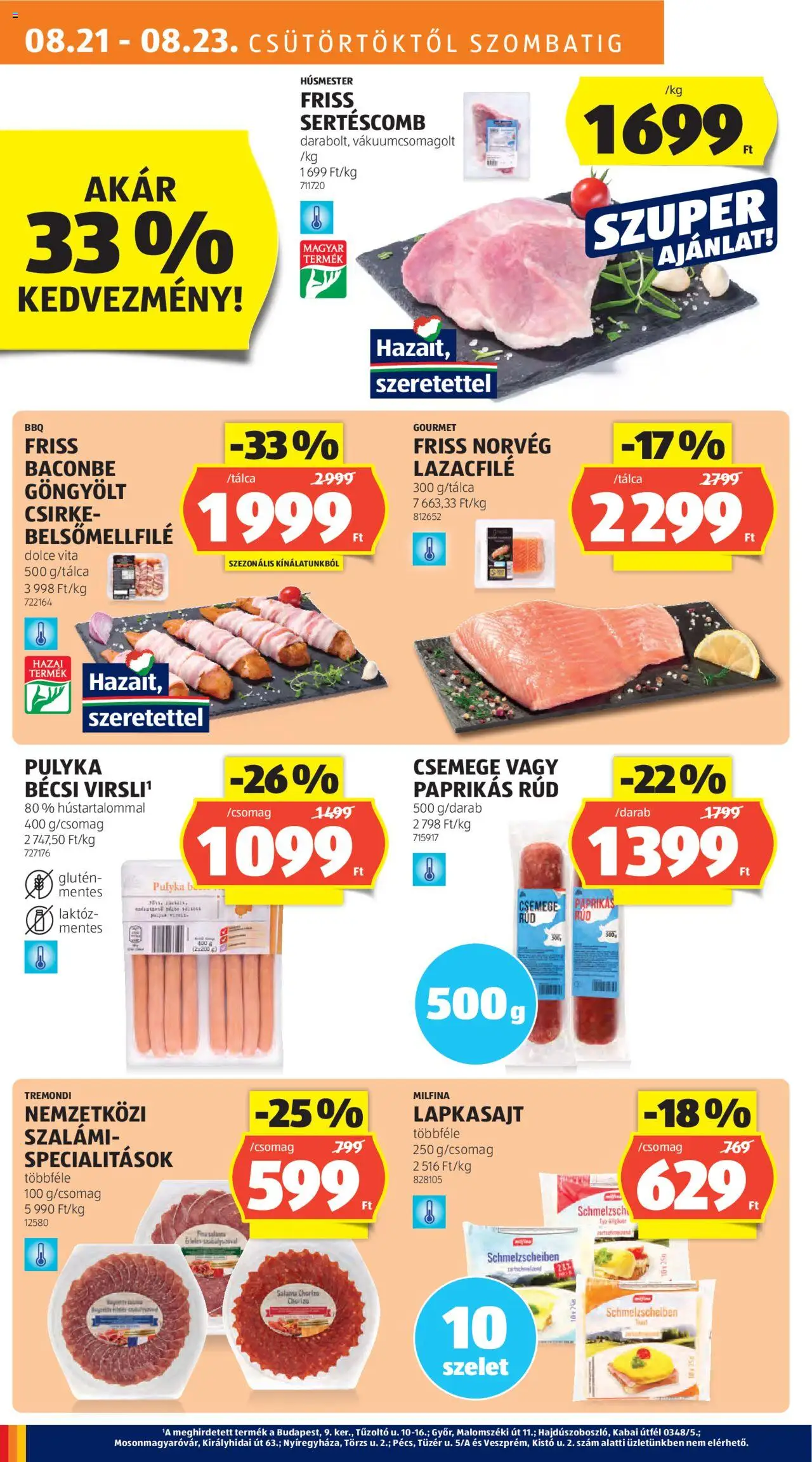 Aldi akciós ujság - amely érvényes a következő dátumtól: 21.08.2025 | Oldal: 12 | Termékek: Lapkasajt, Lazacfilé, Sertéscomb, Chorizo