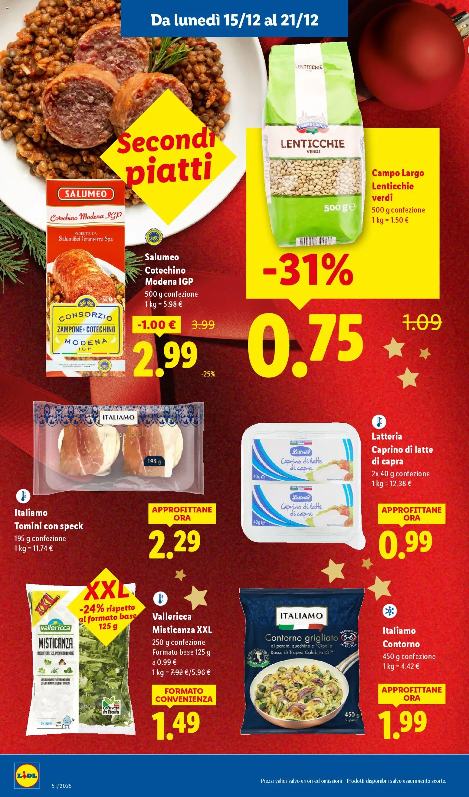 Volantino Lidl del 15.12.2025 | Pagina: 12 | Prodotti: Speck, Lenticchie, Padella, Cotechino