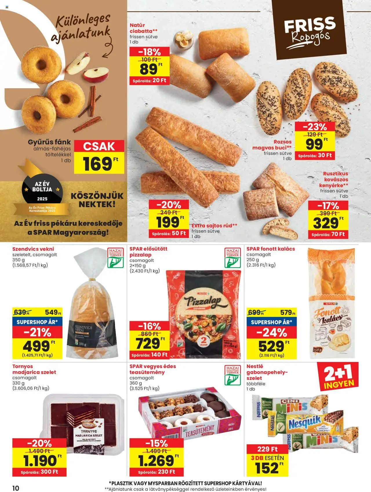 Spar akciós ujság - amely érvényes a következő dátumtól: 24.10.2025 | Oldal: 10 | Termékek: Gabonapehely, Szendvics, Kalács, Nesquik