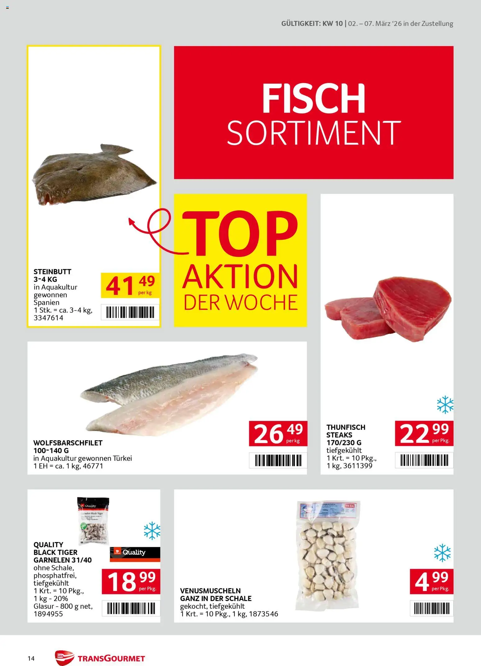 Transgourmet Zustellaktion gültig ab 02.03.2026 | Seite: 14 | Produkte: Fisch