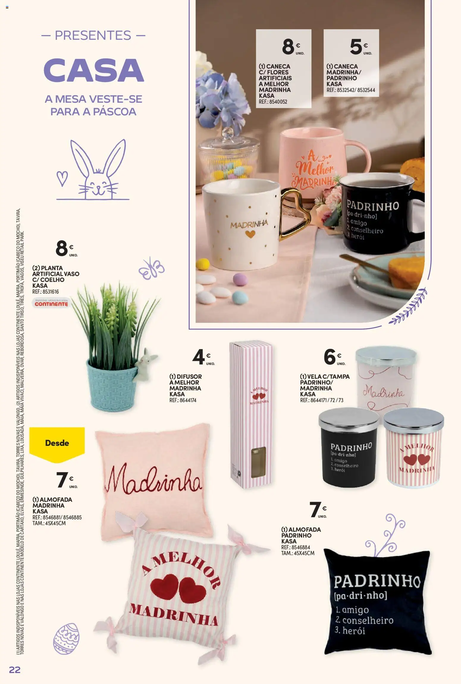 Continente - Nesta Páscoa, alimente a tradição │ válido de 17.03.2026 | Página: 22 | Produtos: Flores, Almofada, Mesa, Vaso