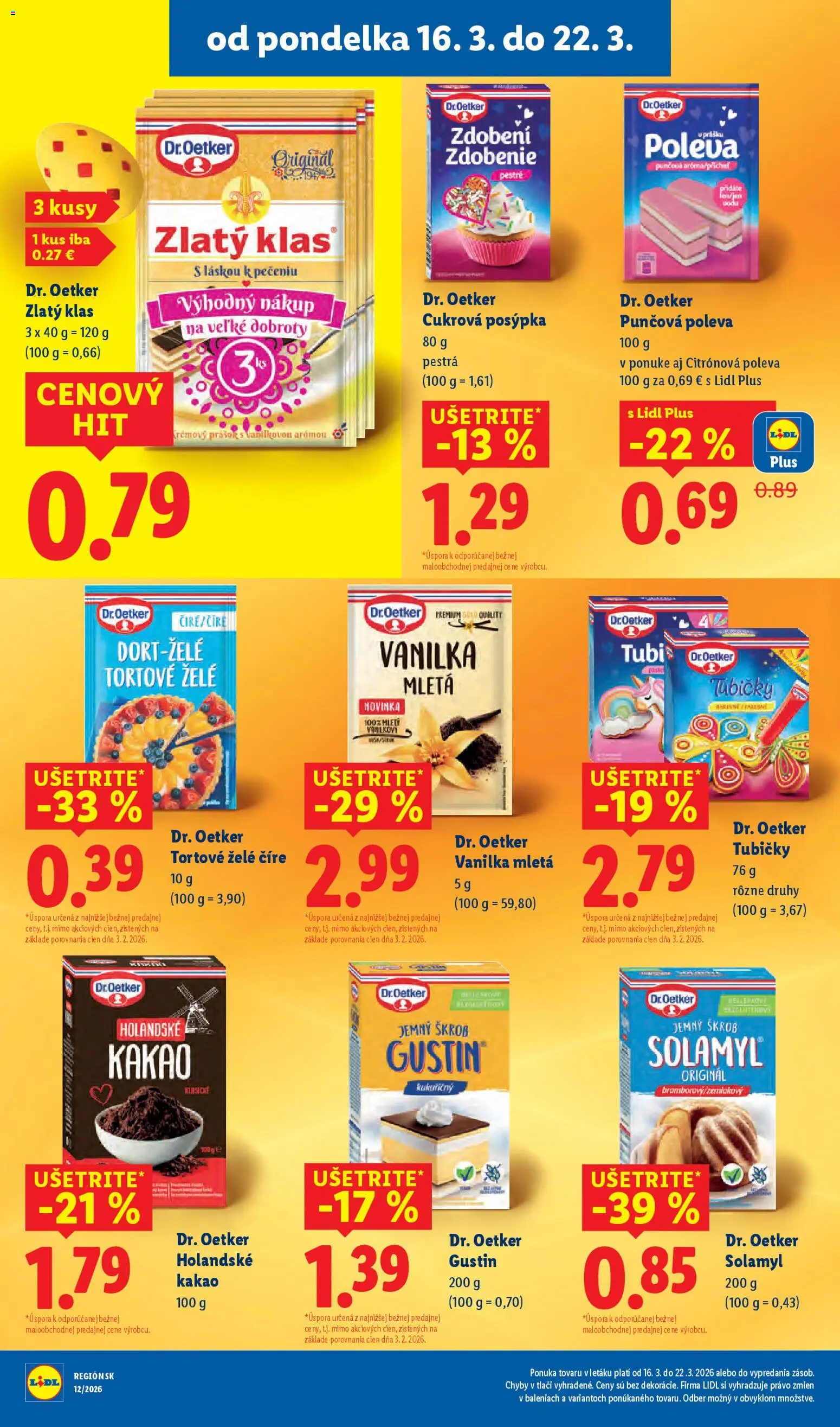Nové Lidl akcie – leták je platný od 19.03.2026 | Strana: 86 | Produkty: Zlatý klas, Kakao
