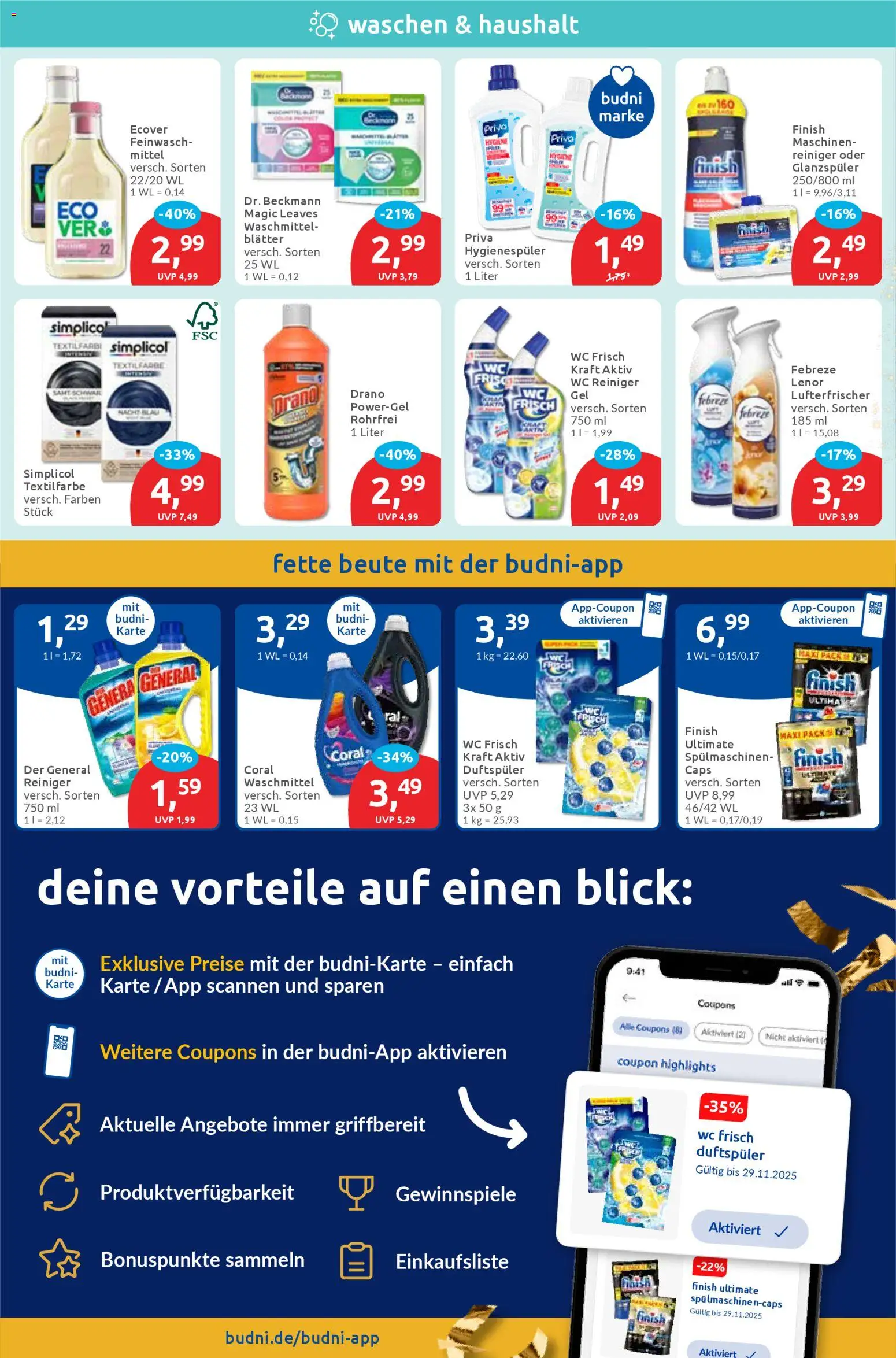 Budni - Black Friday – gültig ab 24.11.2025 | Seite: 4 | Produkte: Lenor, Coral, Finish, Wc frisch