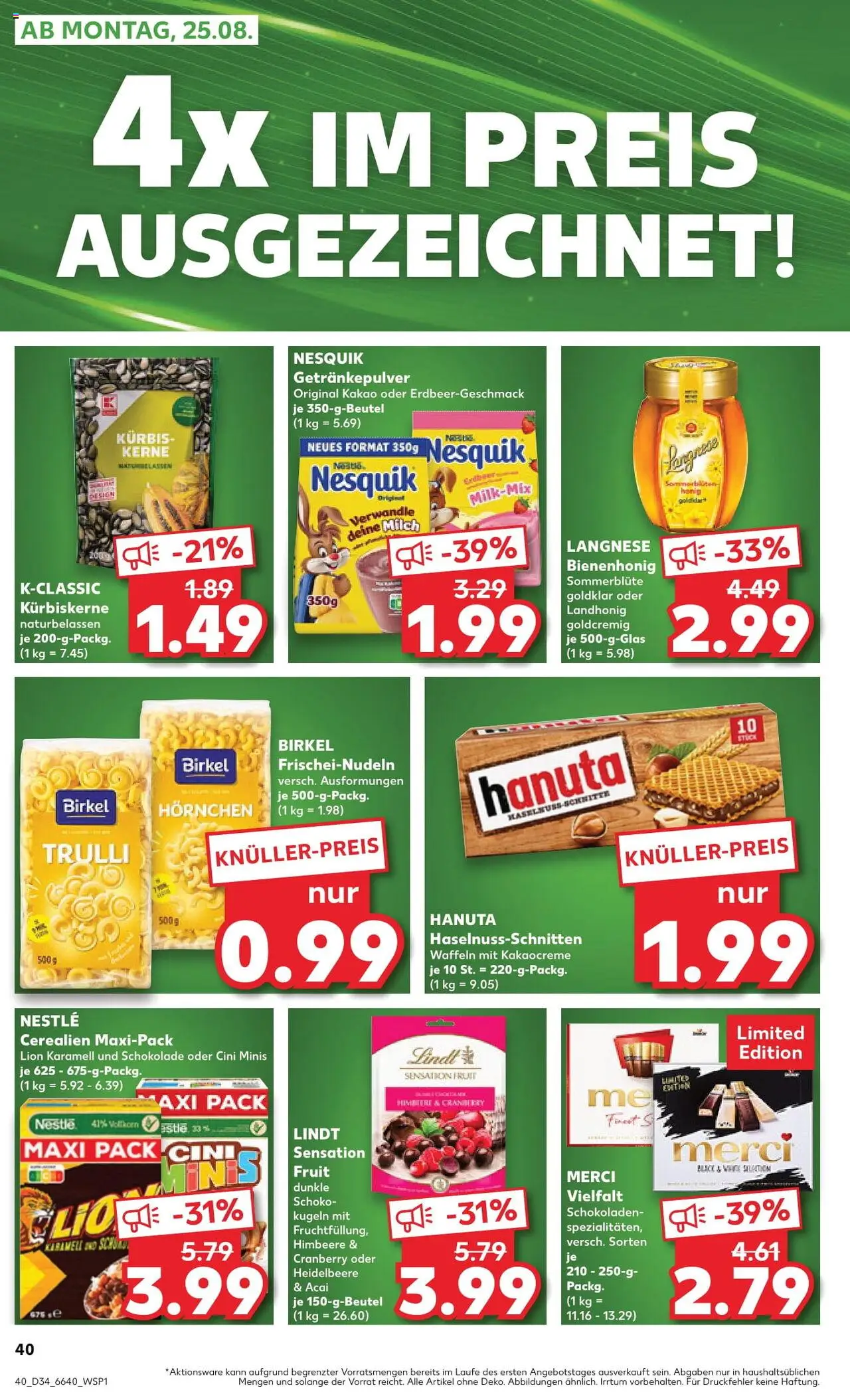 Kaufland Prospekt 	 - gültig ab dem 21.08.2025 | Seite: 40 | Produkte: Langnese, Kürbis, Himbeere, Lindt