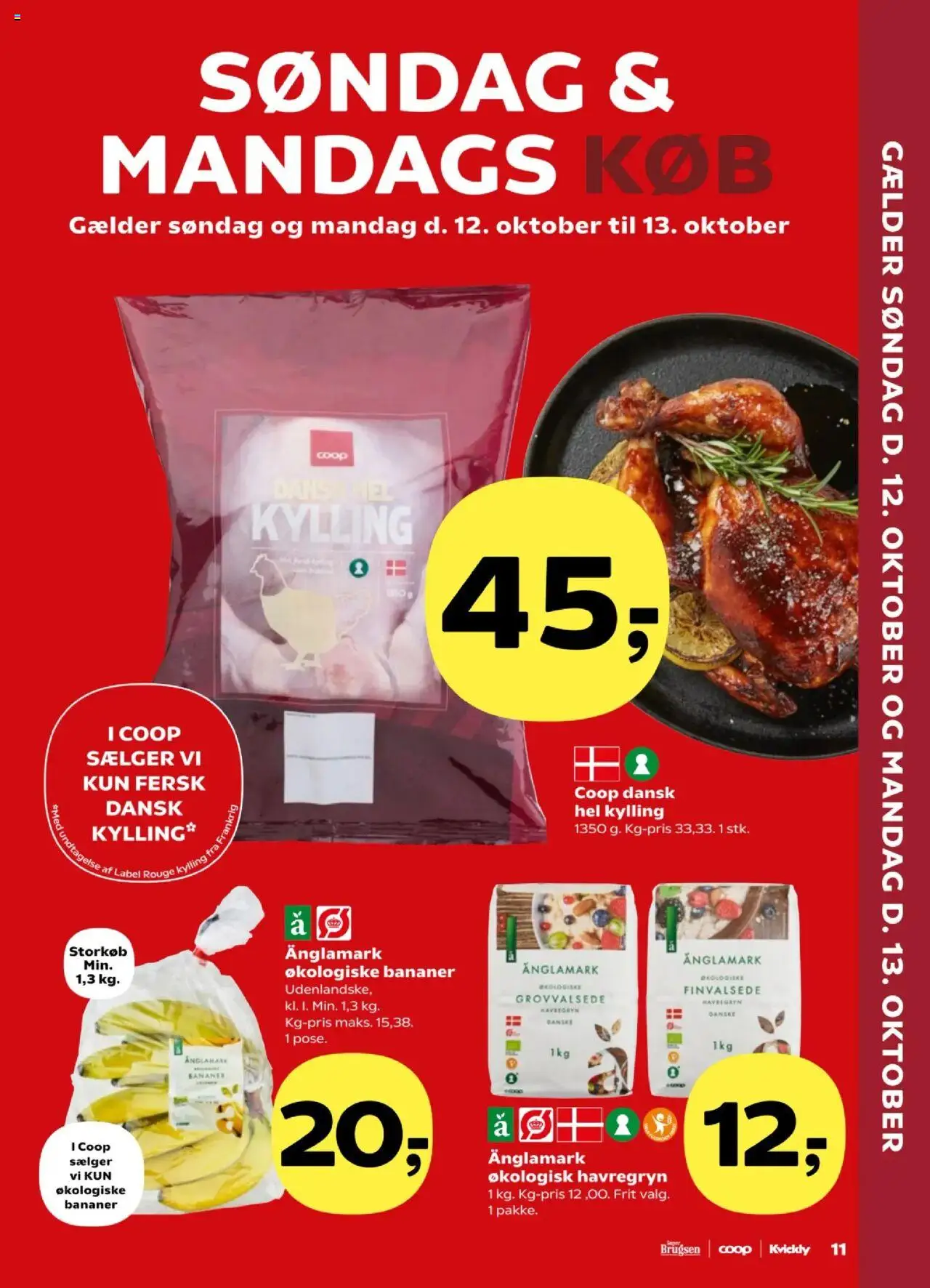 Super Brugsen tilbudsavis – gyldig fra 10.10.2025 | Side: 11 | Produkter: Bananer, Havregryn