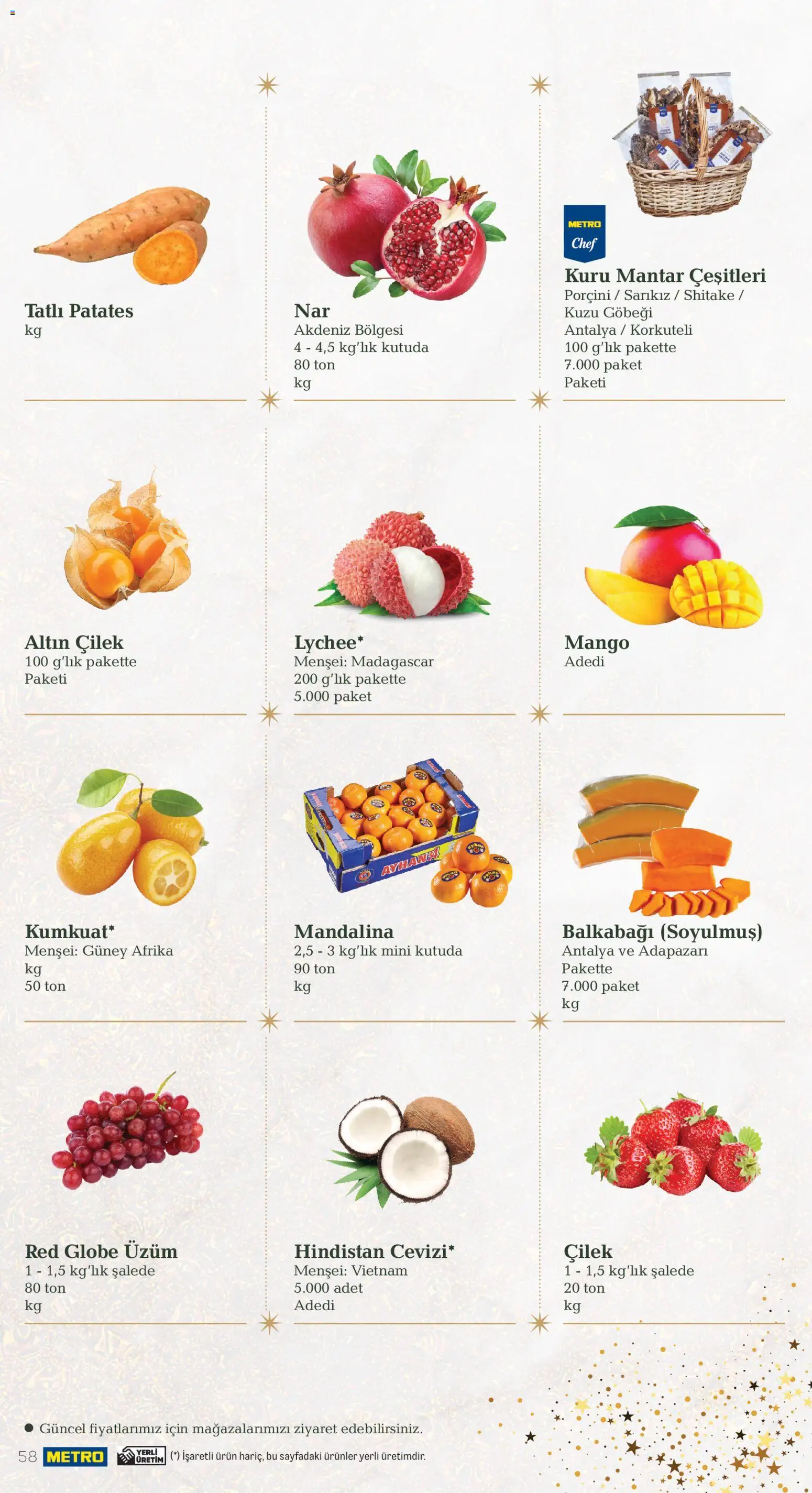 Metro - Yılbaşı Sofra Kataloğu - 01.12.2025 tarihinden itibaren geçerlidir | Sayfa: 58 | Ürünler: Altın çilek, Balkabağı, Üzüm, Mantar