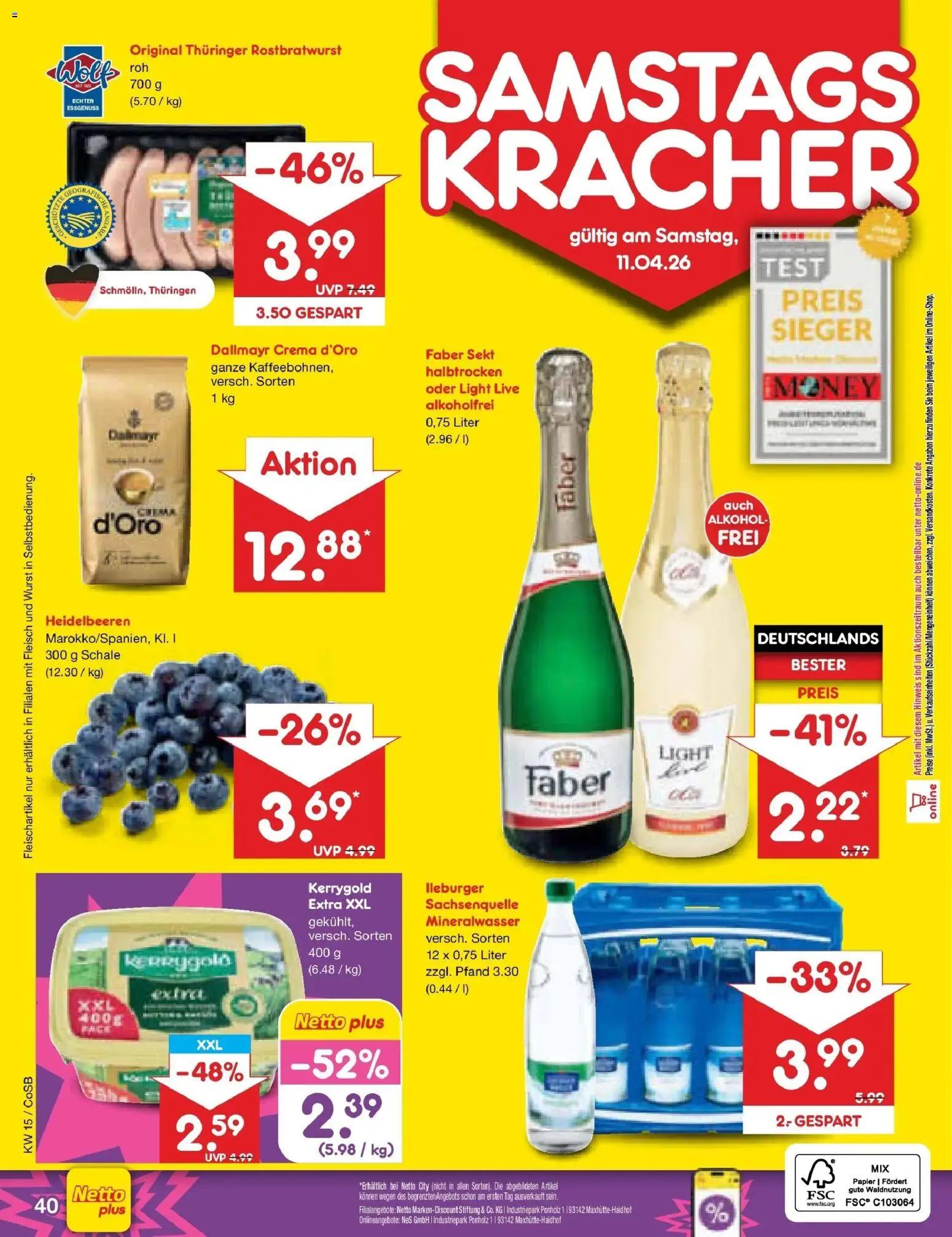 Netto Marken-Discount Prospekt Bitterfeld-Wolfen	 – gültig ab 05.04.2026 | Seite: 58 | Produkte: Heidelbeeren, Dallmayr, Wurst, Fleisch