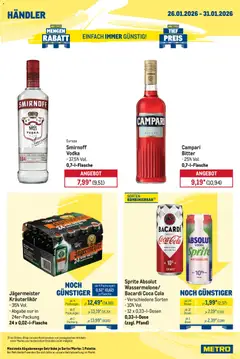 Metro Wochen-Angebote Händler ab 26.01.2026 gültig | Seite: 5 | Produkte: Coca cola, Cola, Campari, Smirnoff