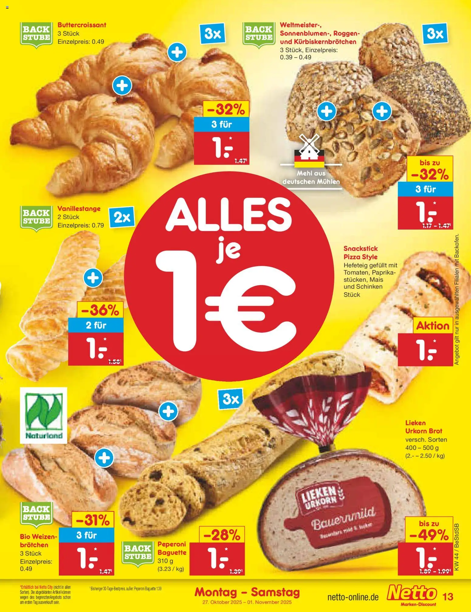 Netto Marken-Discount Prospekt 	 – gültig ab 27.10.2025 | Seite: 15 | Produkte: Mehl, Baguette, Paprika, Brot