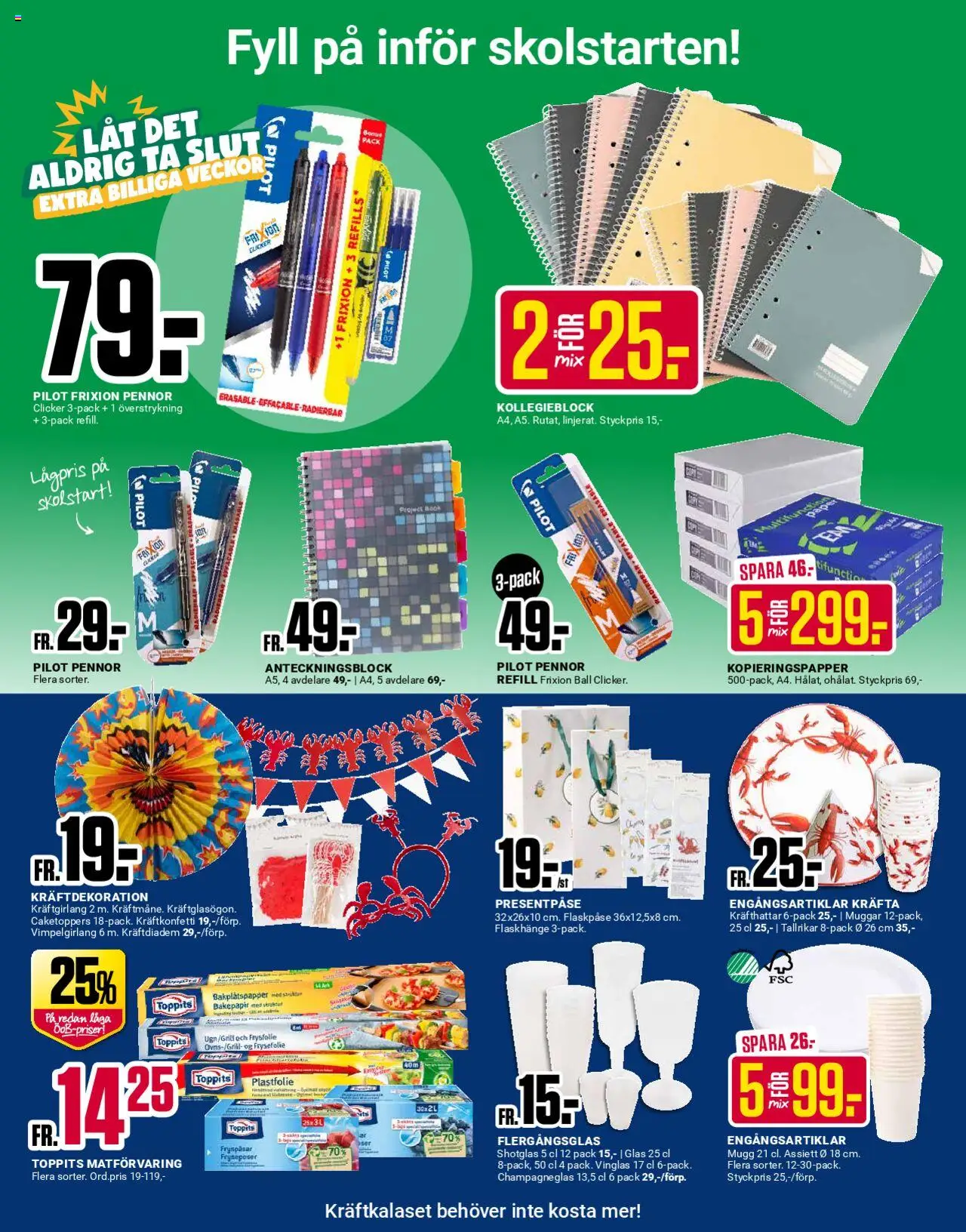 ÖoB reklamblad aktuell från 04.08.2025 | Sida: 6 | Produkter: Bakplåtspapper, Plastfolie, Kopieringspapper, Anteckningsblock