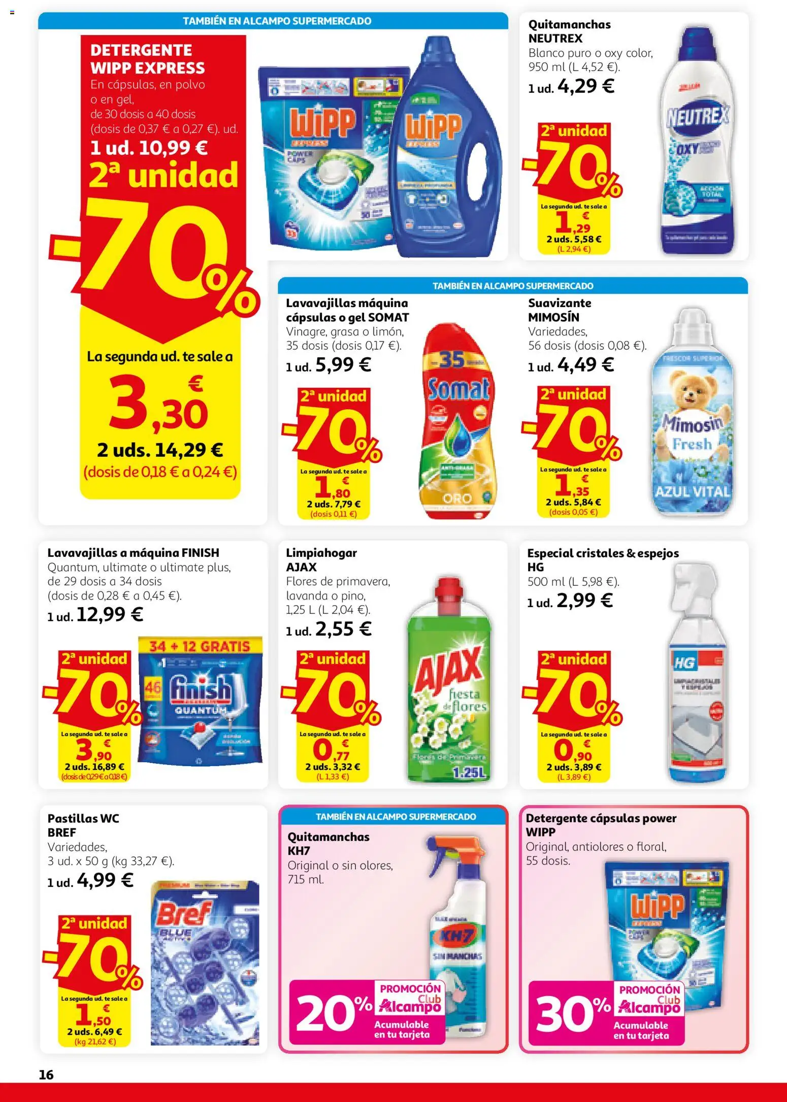 Alcampo - HG Nacional Unificado │ válido desde el 26.02.2026 | Página: 16 | Productos: Polvo, Detergente, Suavizante, Lavavajillas