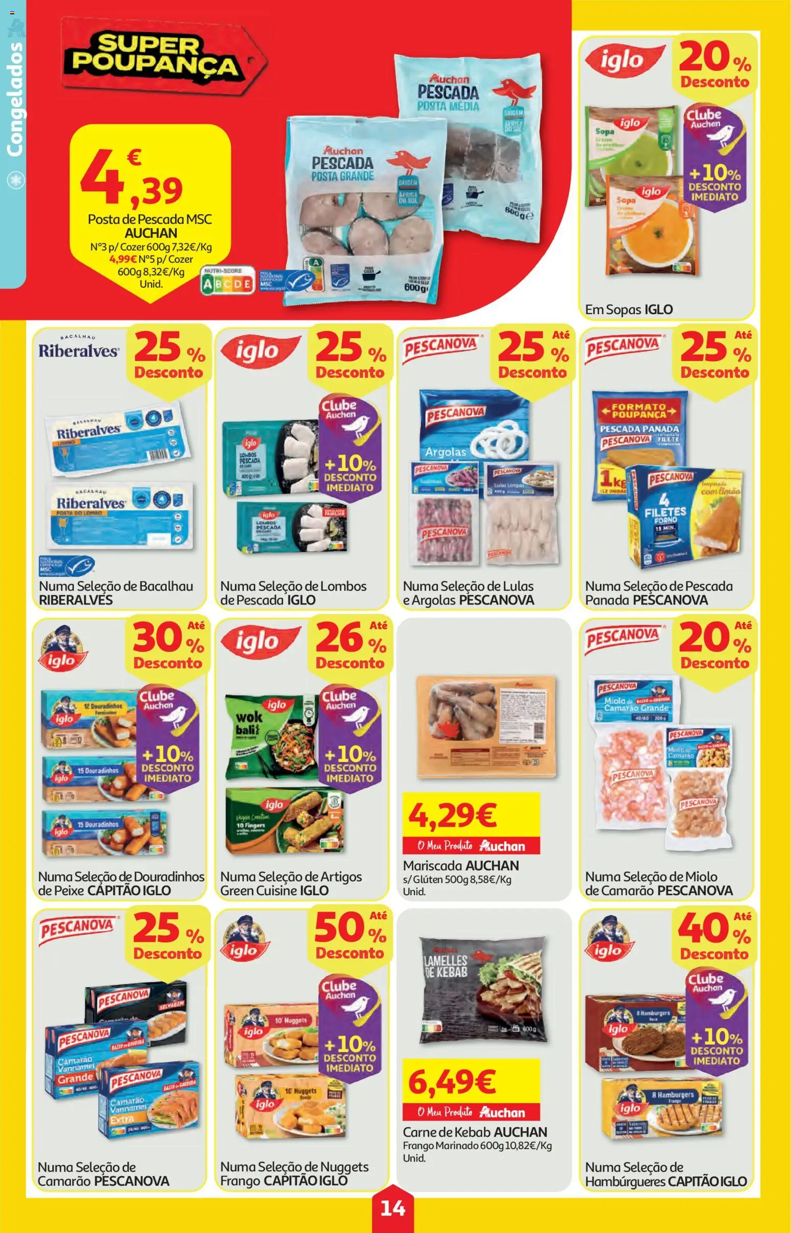Auchan folheto │ válido de 12.02.2026 | Página: 14 | Produtos: Forno, Lulas, Camarão, Lombo