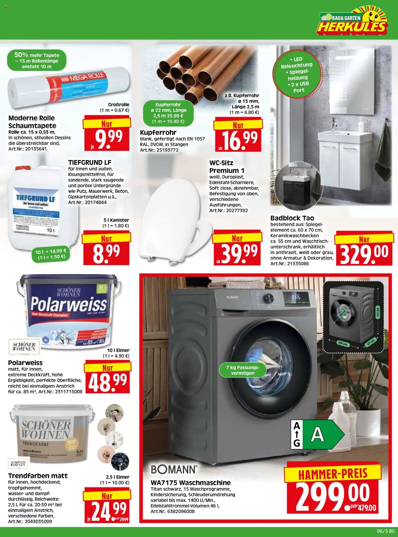 HERKULES Bau & Garten – gültig ab 02.02.2026 | Seite: 5 | Produkte: USB, Spiegel, Armatur, Wasser