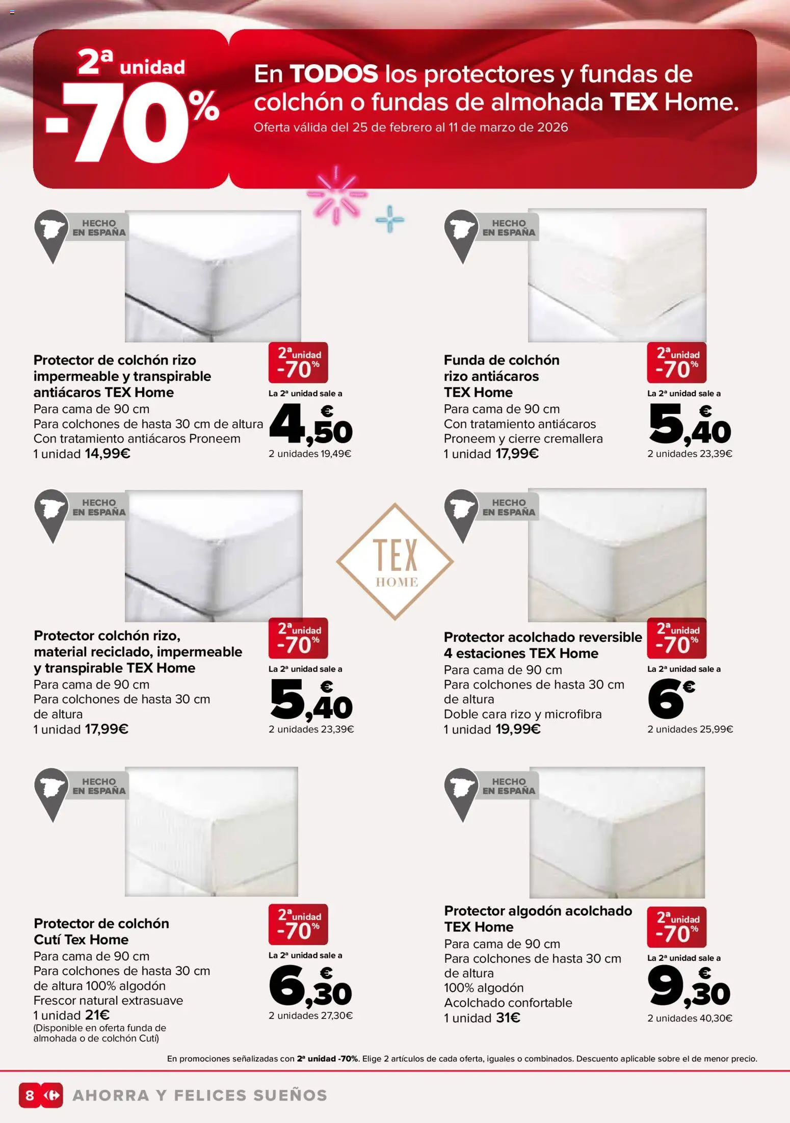 Carrefour Colchones │ válido desde el 25.02.2026 | Página: 8 | Productos: Colchon, Funda, Cama, Almohada