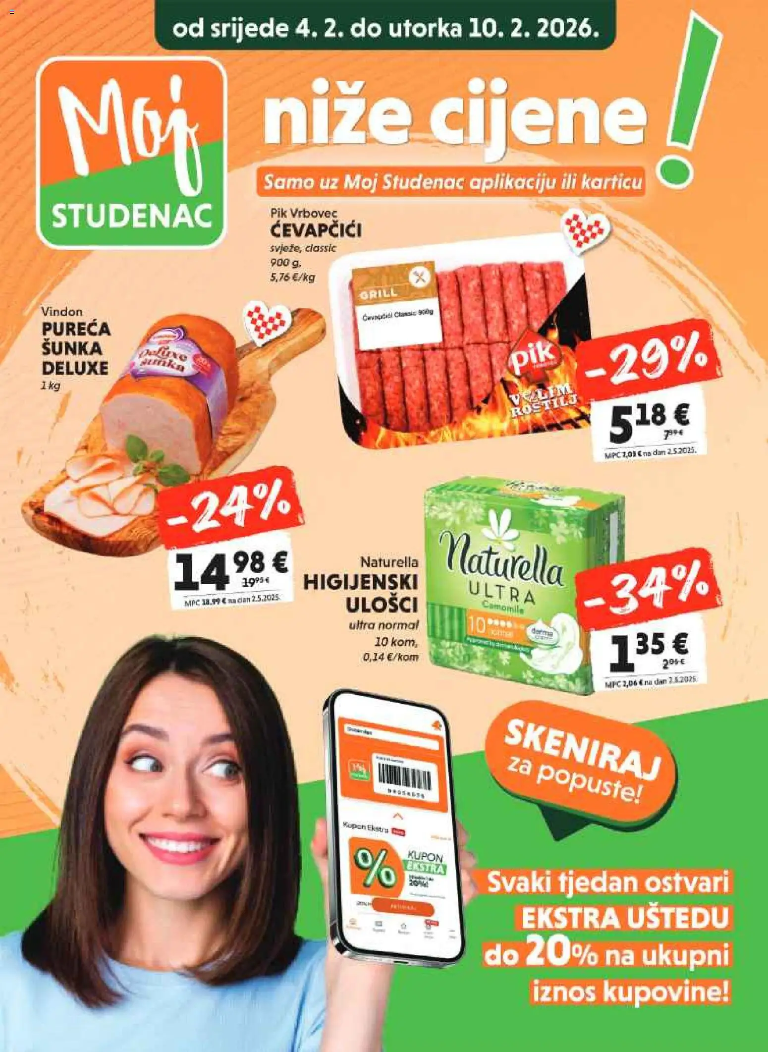 Studenac katalog | vrijedi od 04.02.2026 | Stranica: 3 | Proizvodi: Šunka, Pik Vrbovec, Ćevapčići