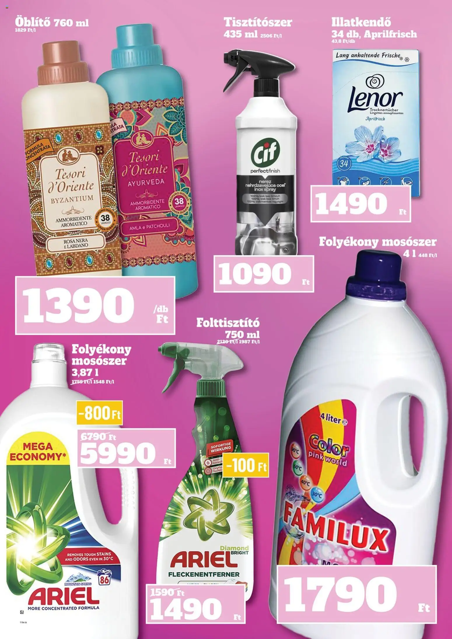 Family Diszkont akciós ujság - amely érvényes a következő dátumtól: 15.01.2026 | Oldal: 14 | Termékek: Ariel, Öblítő, Folttisztító, Mosószer