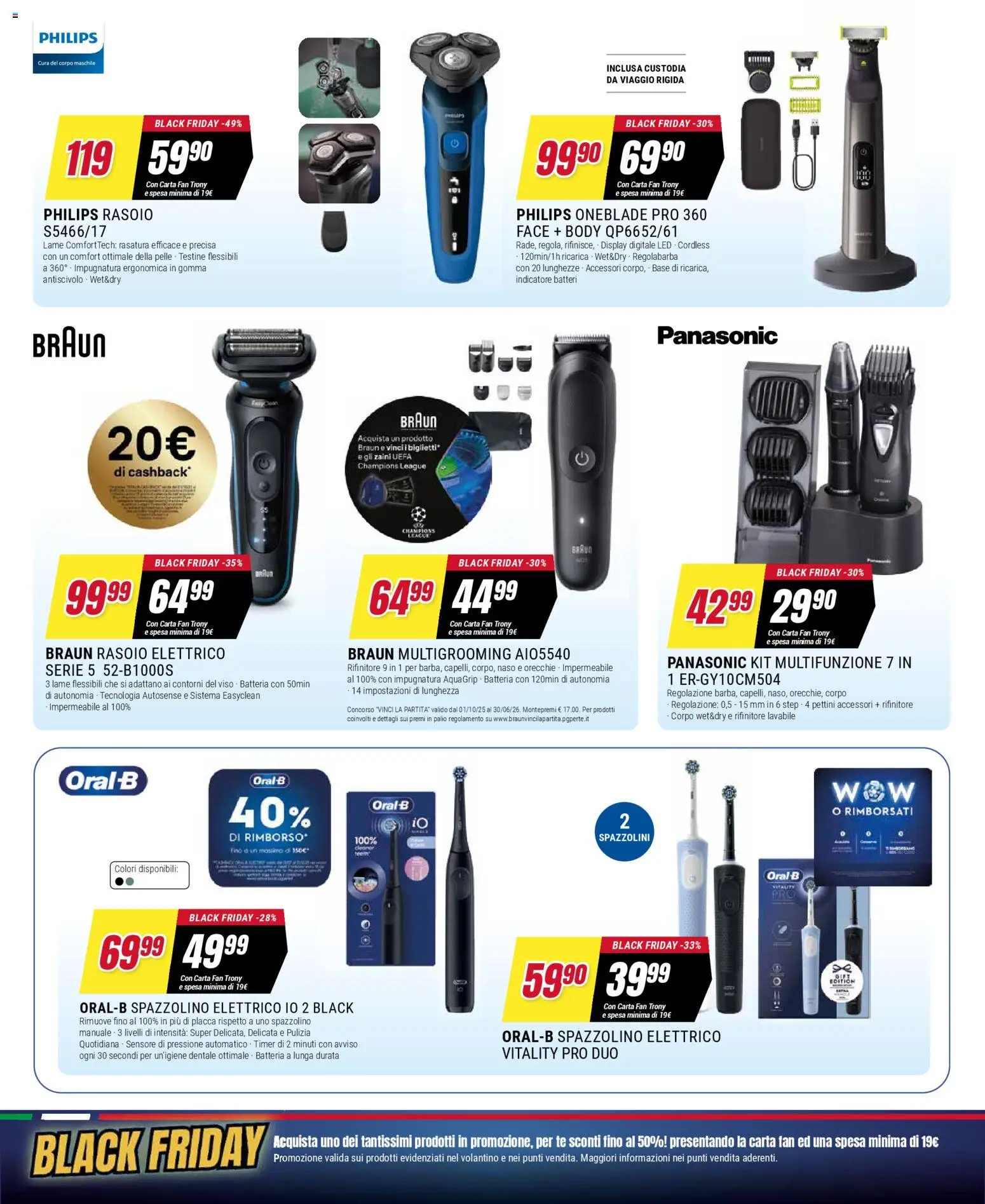 Volantino Trony del 25.11.2025 | Pagina: 29 | Prodotti: Rasoio, Spazzolino, Fan, Batteria