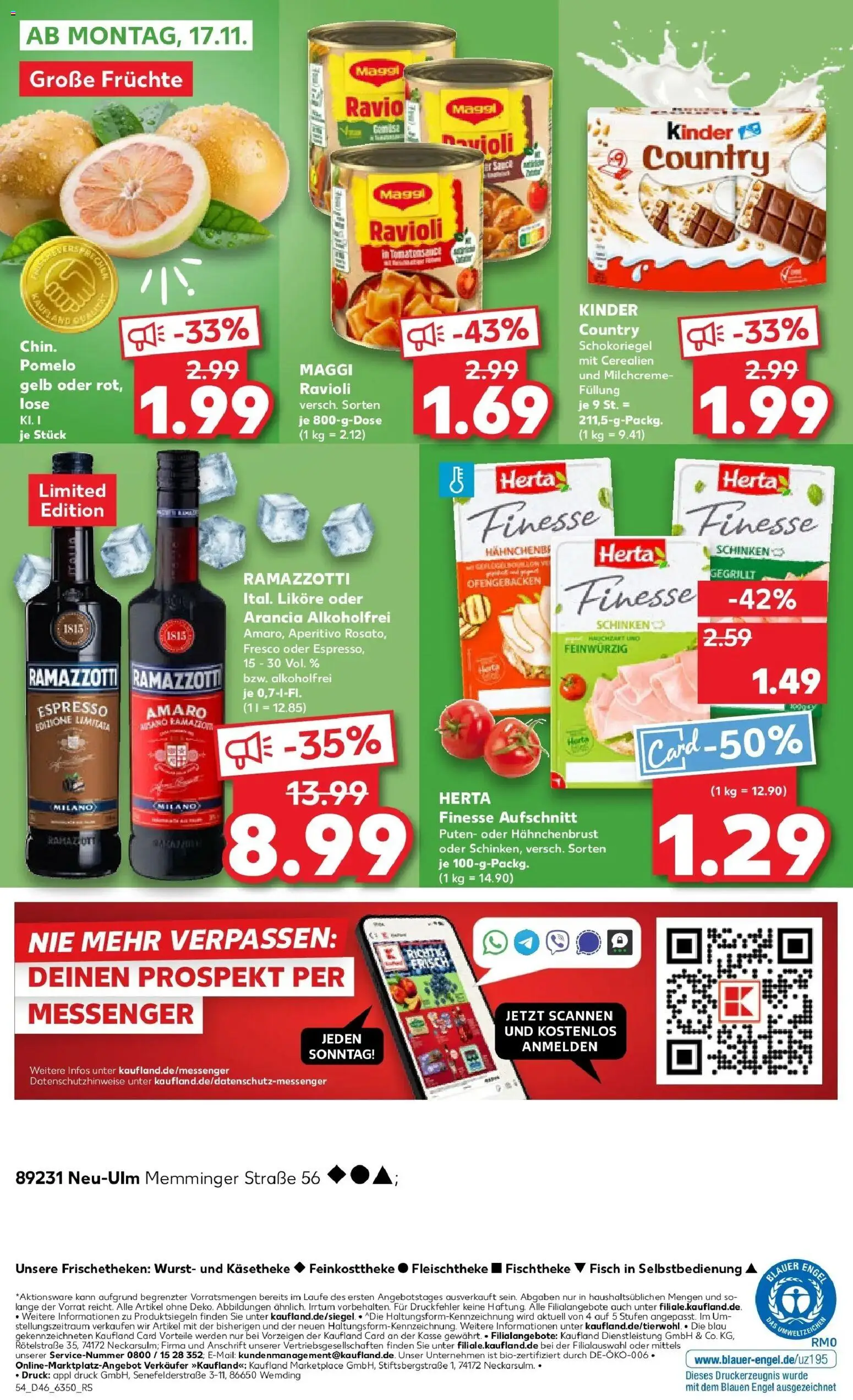Kaufland prospekt Neu-Ulm	 – gültig ab 13.11.2025 | Seite: 54 | Produkte: Maggi, Schinken, Ramazzotti, Kinder country