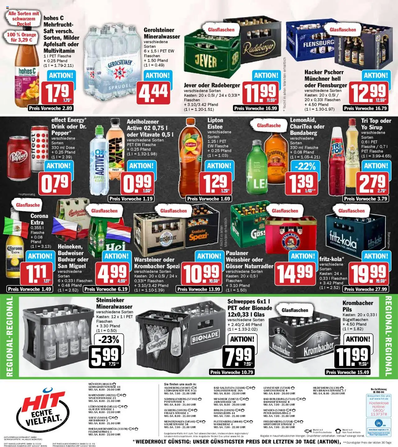 HIT - Nordrhein-Westfalen - gültig ab dem 28.07.2025 | Seite: 19 | Produkte: Top, Schweppes, Mineralwasser, Saft