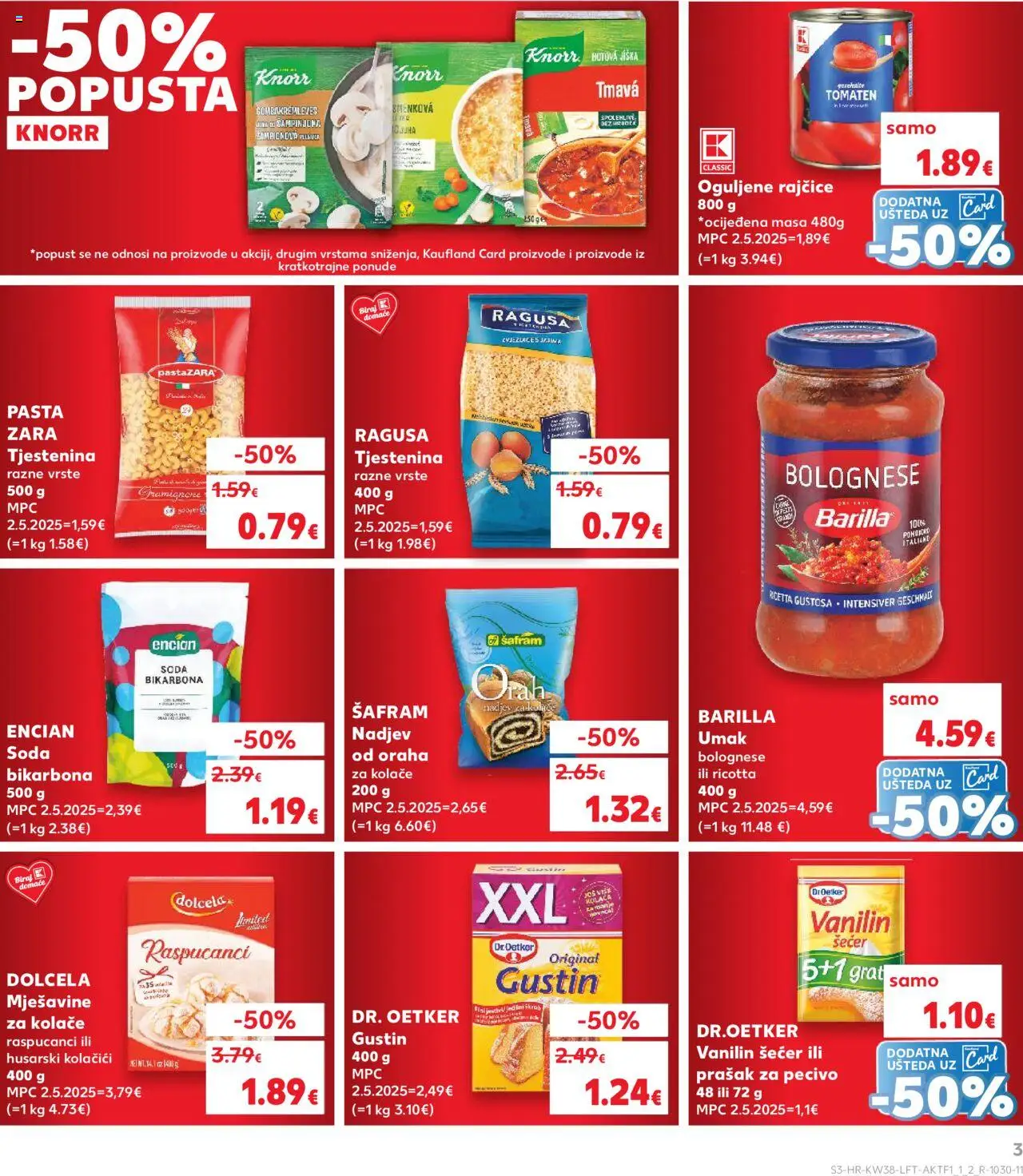 Kaufland katalog | vrijedi od 17.09.2025 | Stranica: 3 | Proizvodi: Kolačići, Juha, Šećer, Pasta