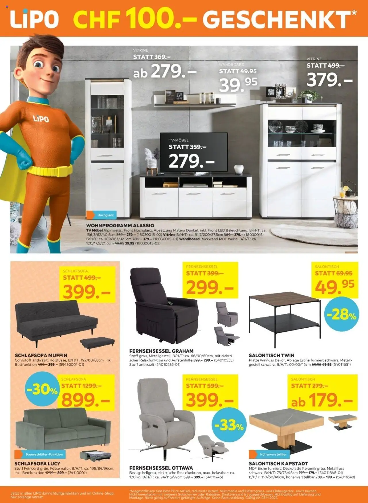 Lipo Aktionen – gültig ab 21.10.2025 | Seite: 6 | Produkte: Vitrine, TV Möbel, Wandboard, TV