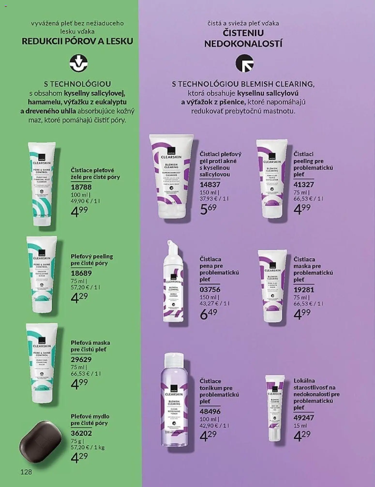 Nové Avon akcie – leták je platný od 01.01.2026 | Strana: 128 | Produkty: Maska, Peeling, Mydlo