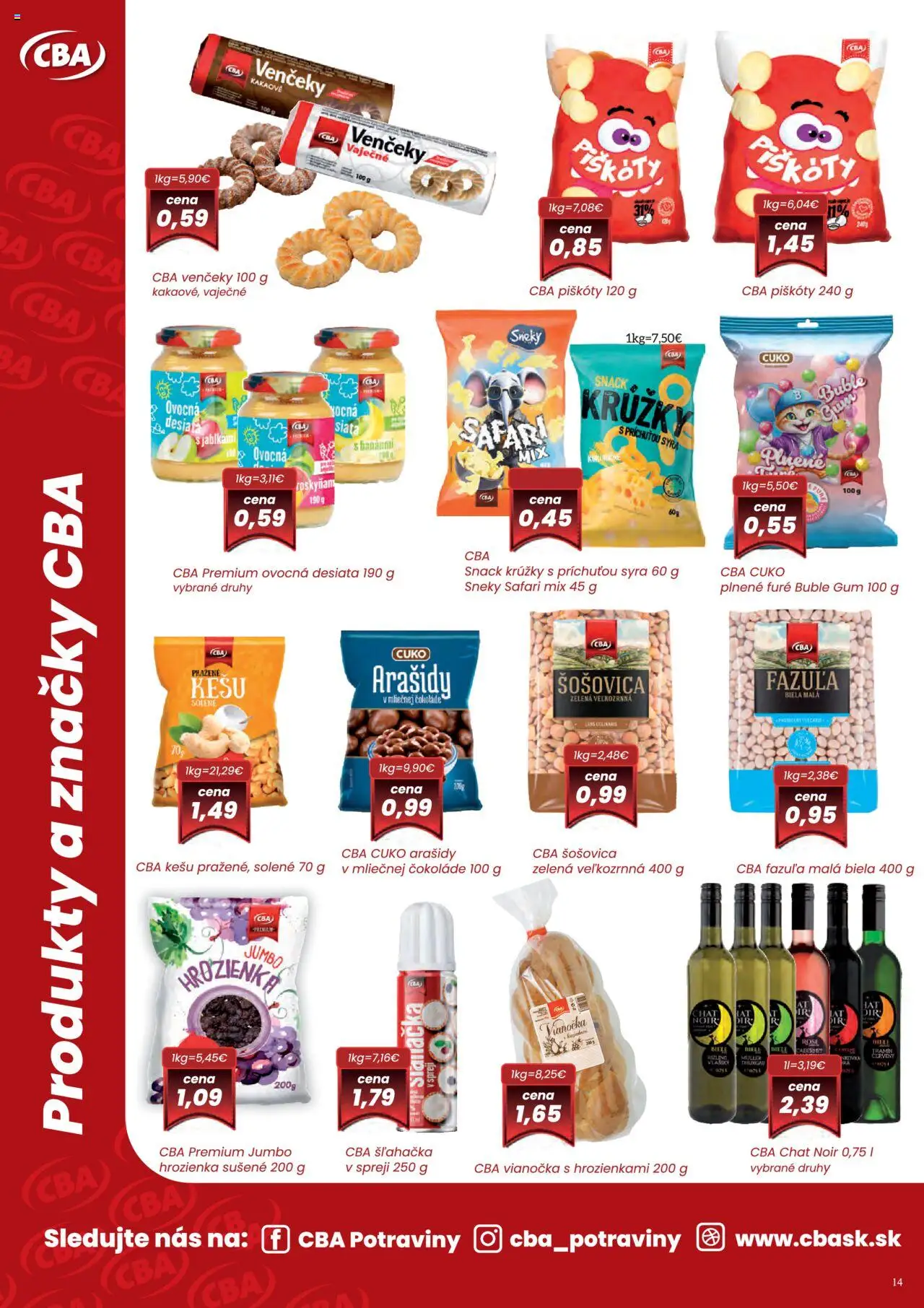 CBA Komfos Leták │ platný od 07.08.2025 | Strana: 14 | Produkty: Vianočka, Fazuľa, Šošovica, Hrozienka