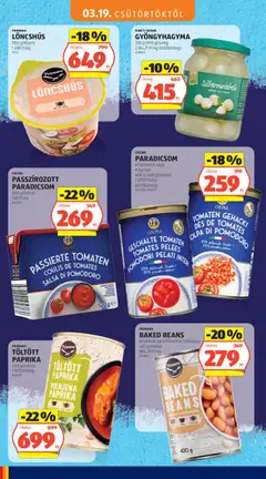 PASSZÍROZOTT PARADICSOM, 500 g/doboz - amely érvényes a következő dátumtól: 19.03.2026 | Oldal: 12 | Termékek: Löncshús, Paradicsom, Gyöngyhagyma