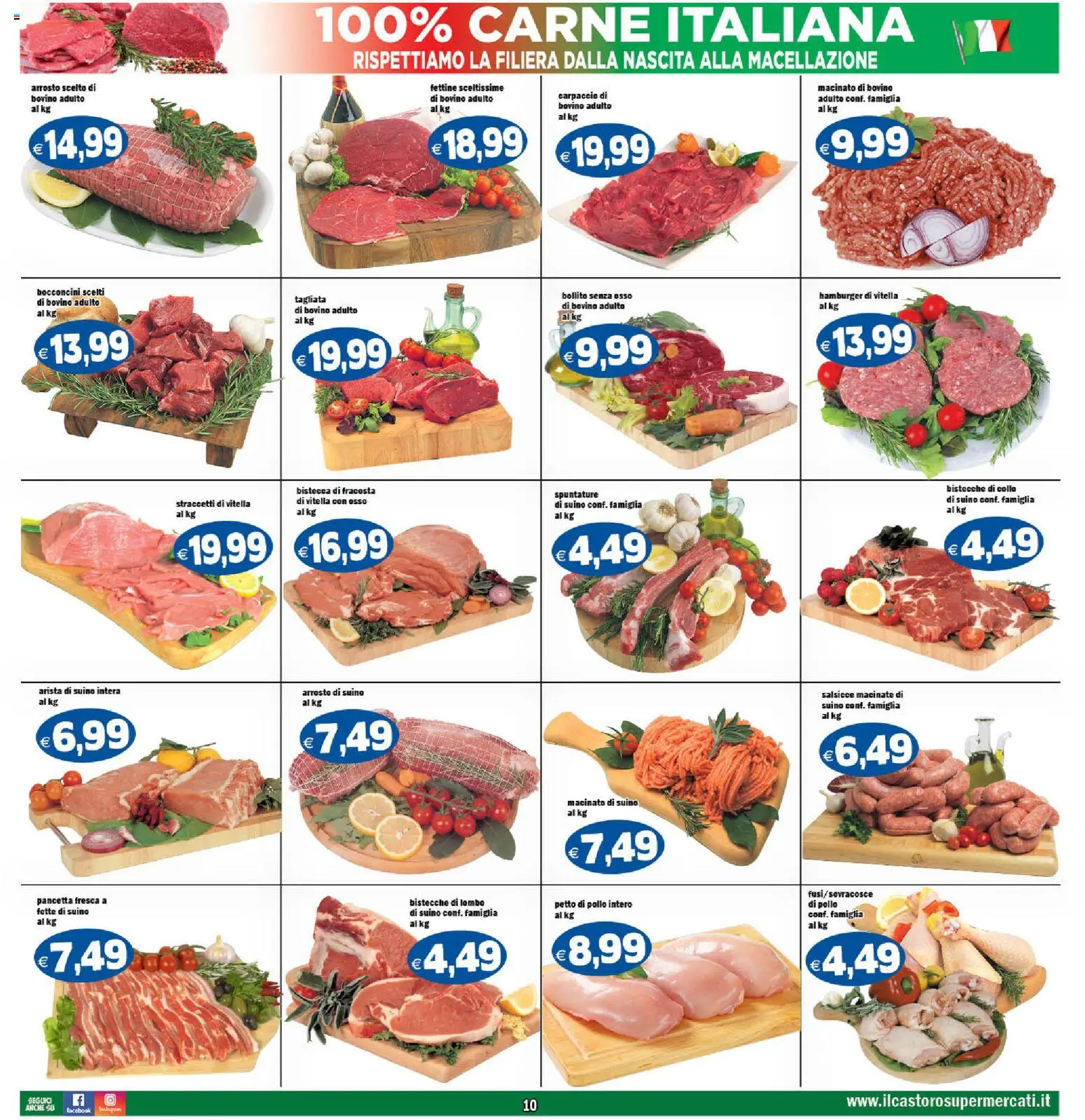 Volantino Il Castoro del 26.01.2026 | Pagina: 10 | Prodotti: Arrosto, Pancetta, Hamburger, Macinato