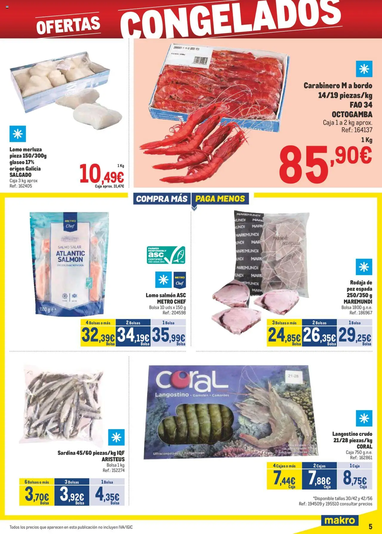 Makro - Precios Canarias │ válido desde el 04.08.2025 | Página: 5 | Productos: Bolsa, Caja, Langostino
