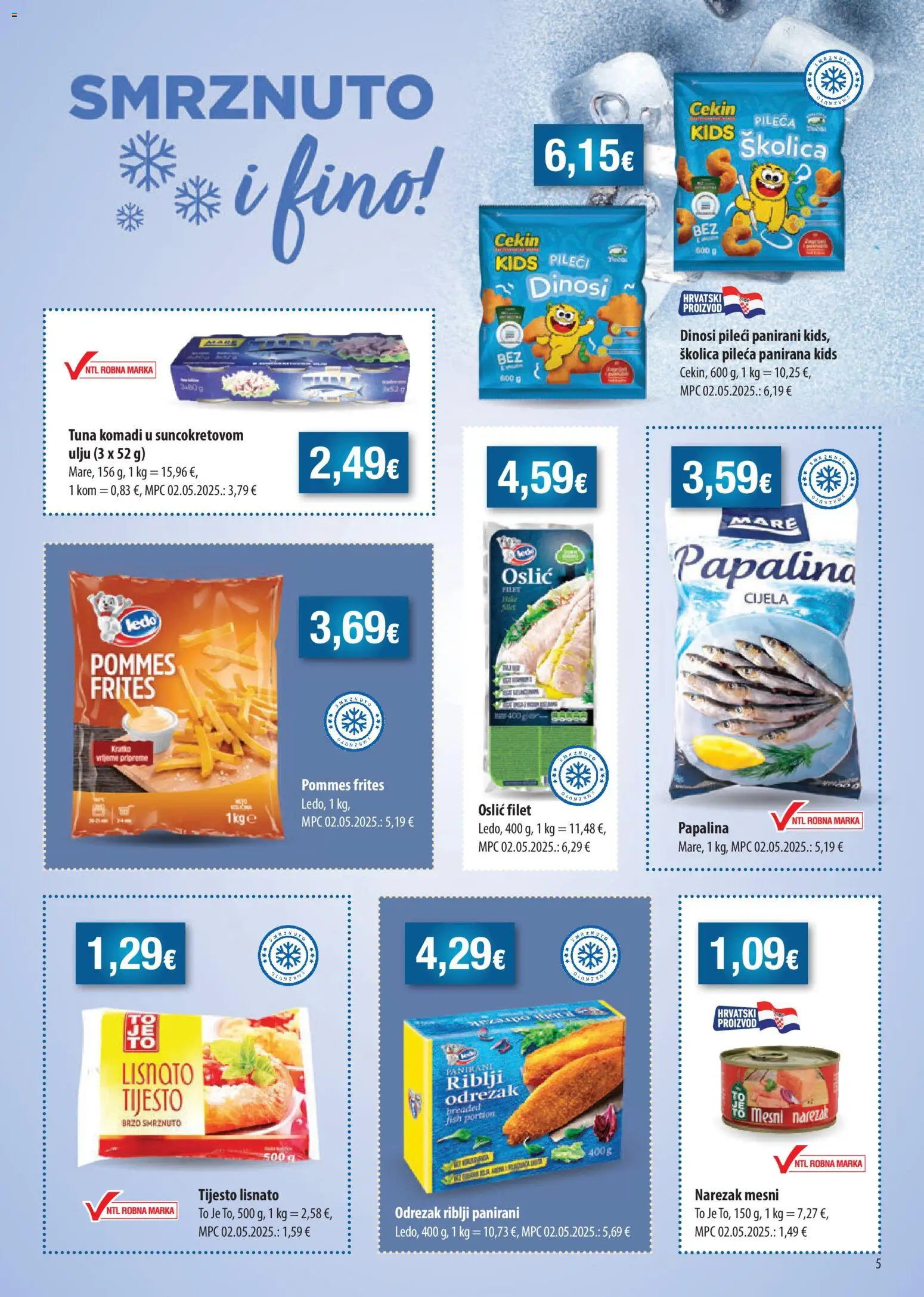 NTL katalog | vrijedi od 18.03.2026 | Stranica: 5 | Proizvodi: Narezak, Ledo, Oslić, Tuna