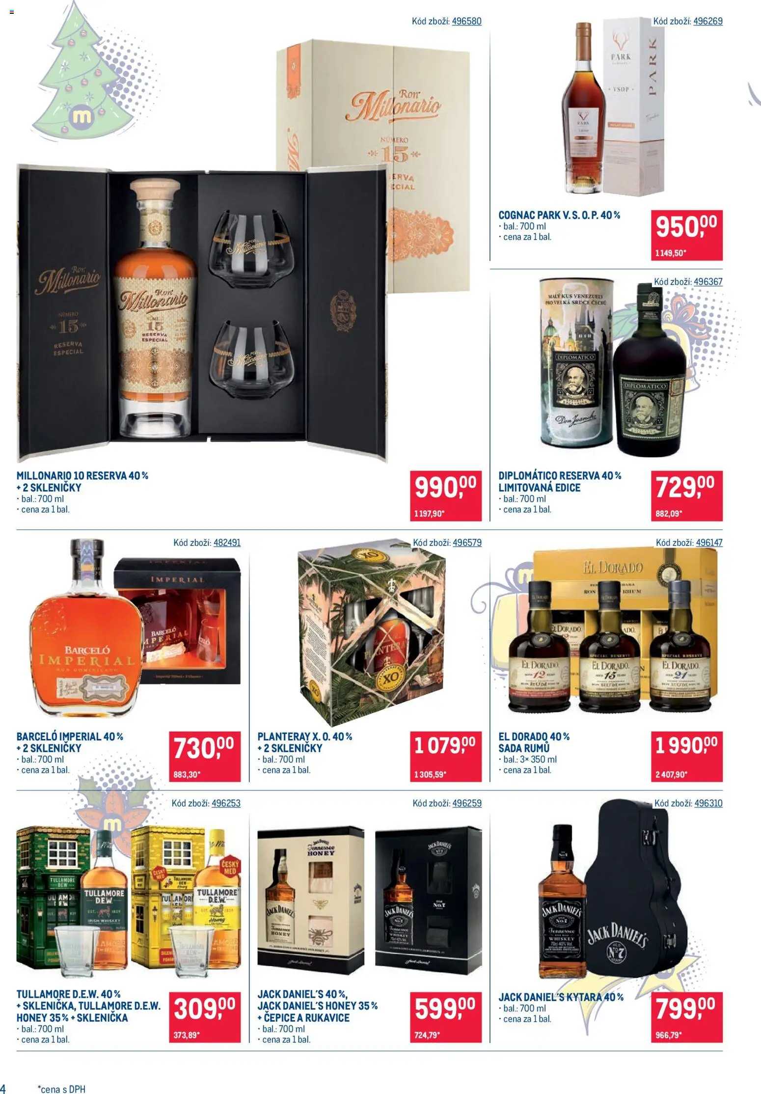 Makro leták - Dárkové balíčky od 22.10.2025 | Strana: 4 | Produkty: Sklenička, Whiskey, Diplomatico, Čepice