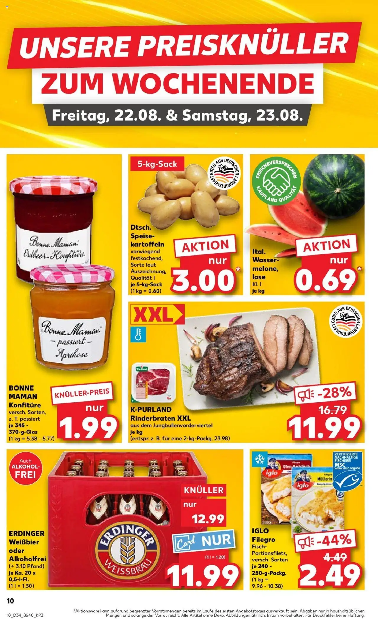 Kaufland prospekt Remscheid	 - gültig ab dem 21.08.2025 | Seite: 10 | Produkte: Rinderbraten, Weißbier, Fisch, Wassermelone
