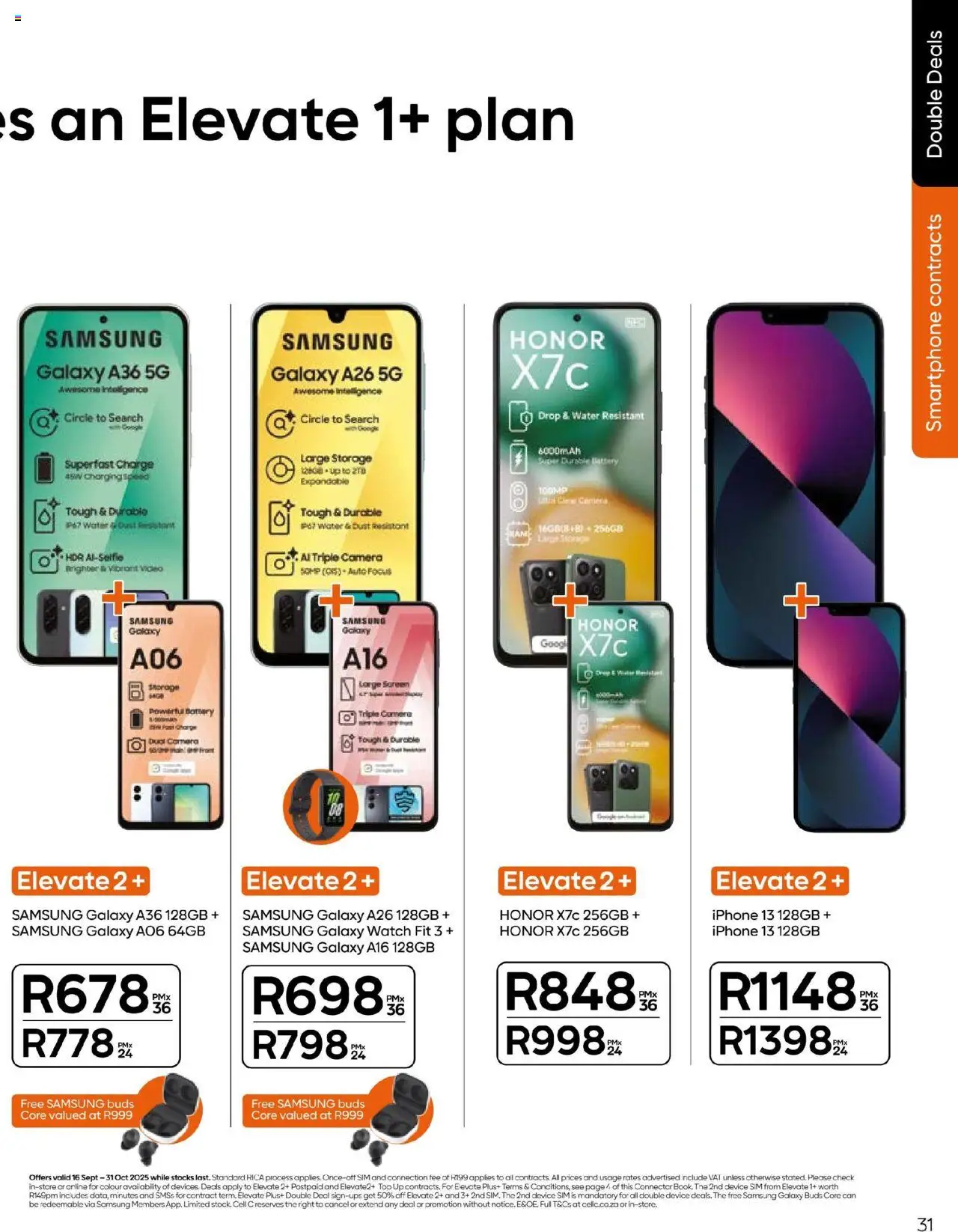 New Cell C catalogue – valid from 16.09.2025 | Page: 31 | Products: Smartphone, Connector, Battery, Water