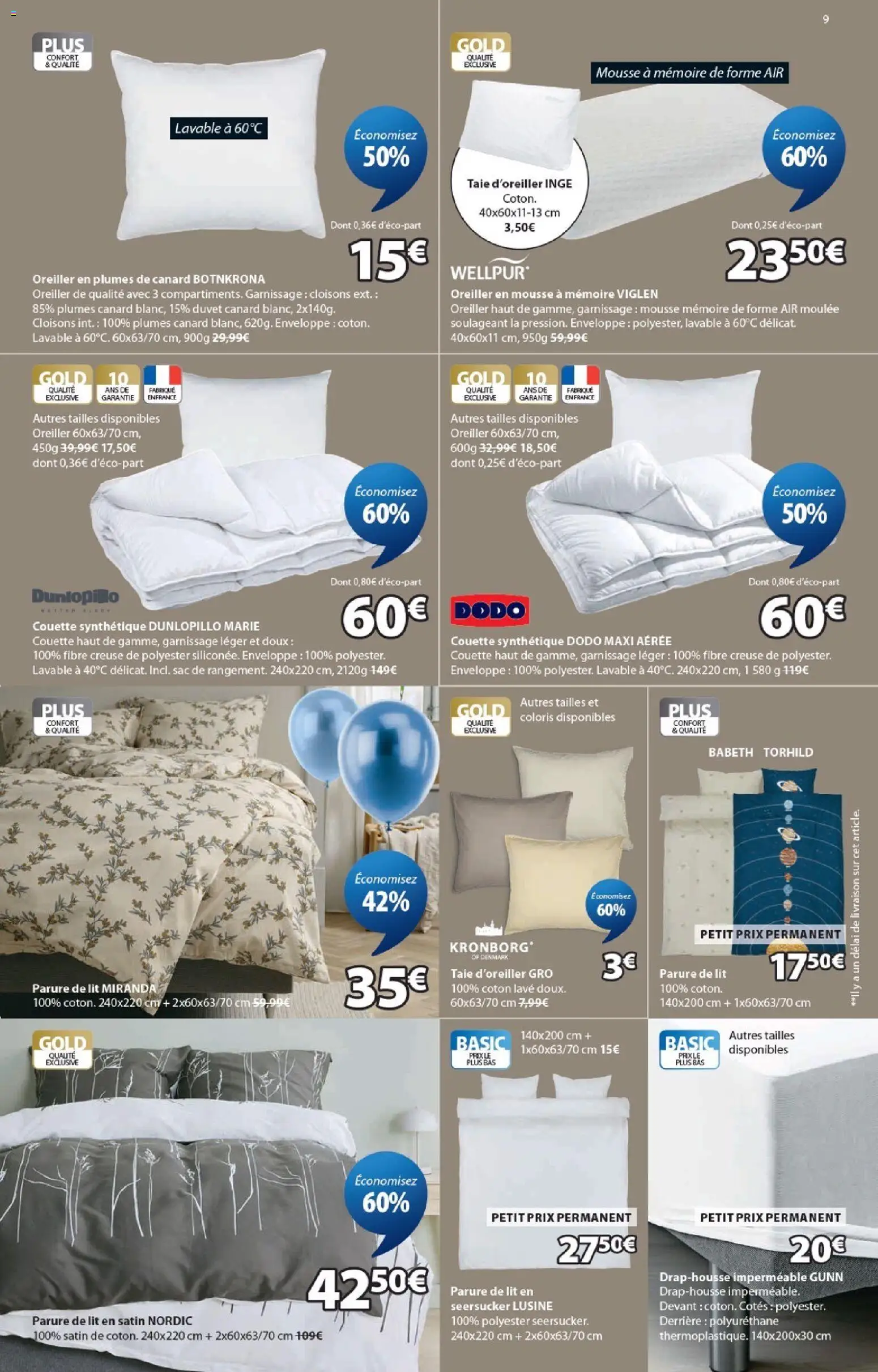 {H1} | Page: 9 | Produits: Sac, Taie d'oreiller, Coton, Enveloppe