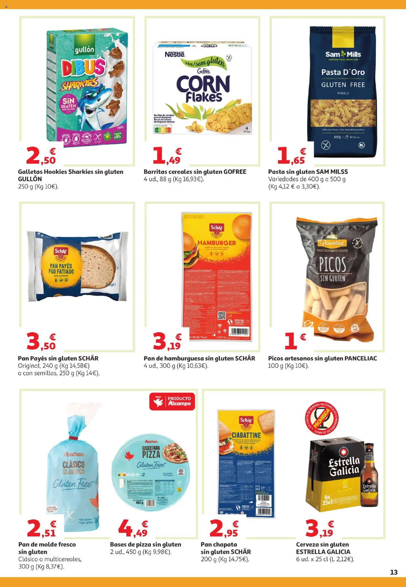Alcampo Canarias │ válido desde el 05.05.2026 | Página: 13 | Productos: Pan, Cereales, Pasta, Pan de molde