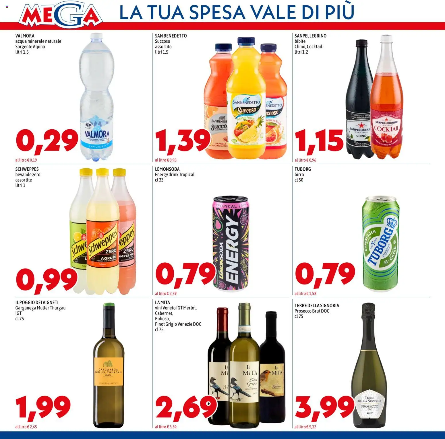 Volantino Mega del 29.01.2026 | Pagina: 10 | Prodotti: Acqua, Ananas, Bibite, Arancia