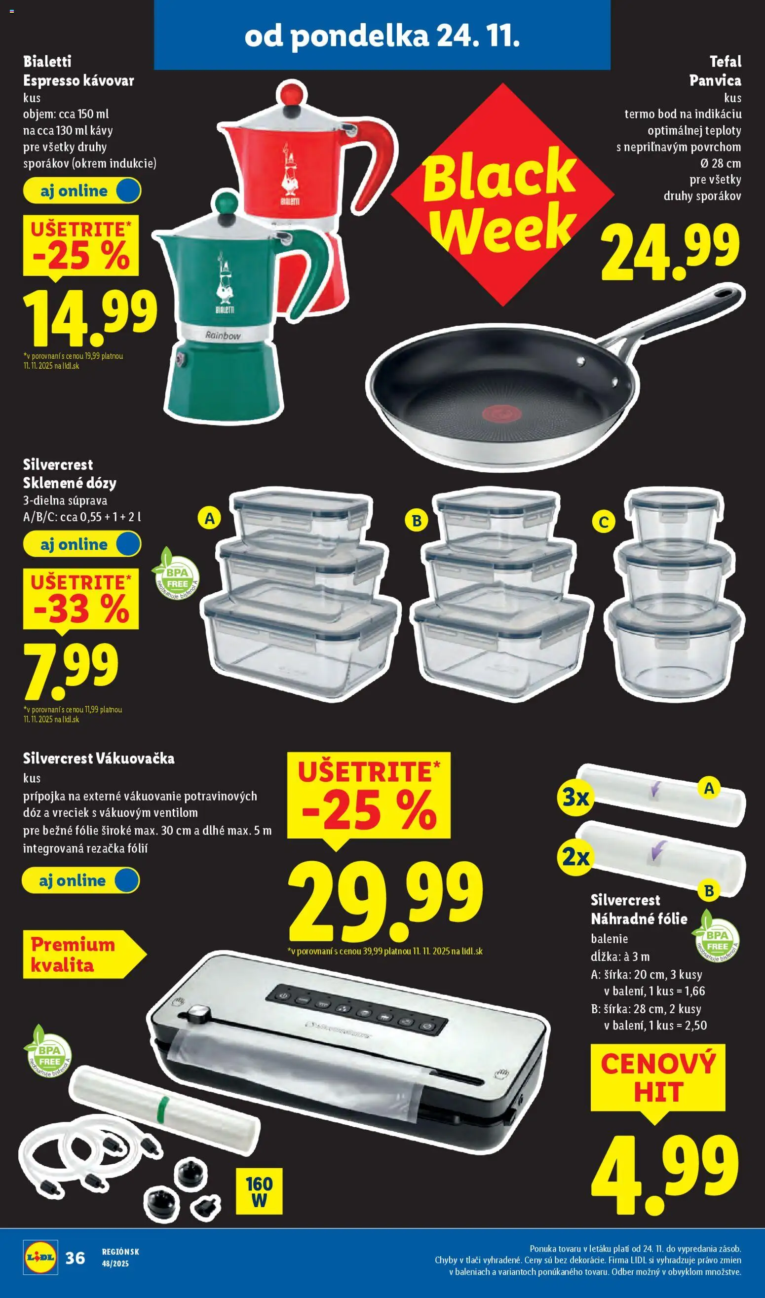 Nové Lidl akcie – leták je platný od 27.11.2025 | Strana: 80 | Produkty: Rezačka, Kávovar, Vákuovačka, Tefal