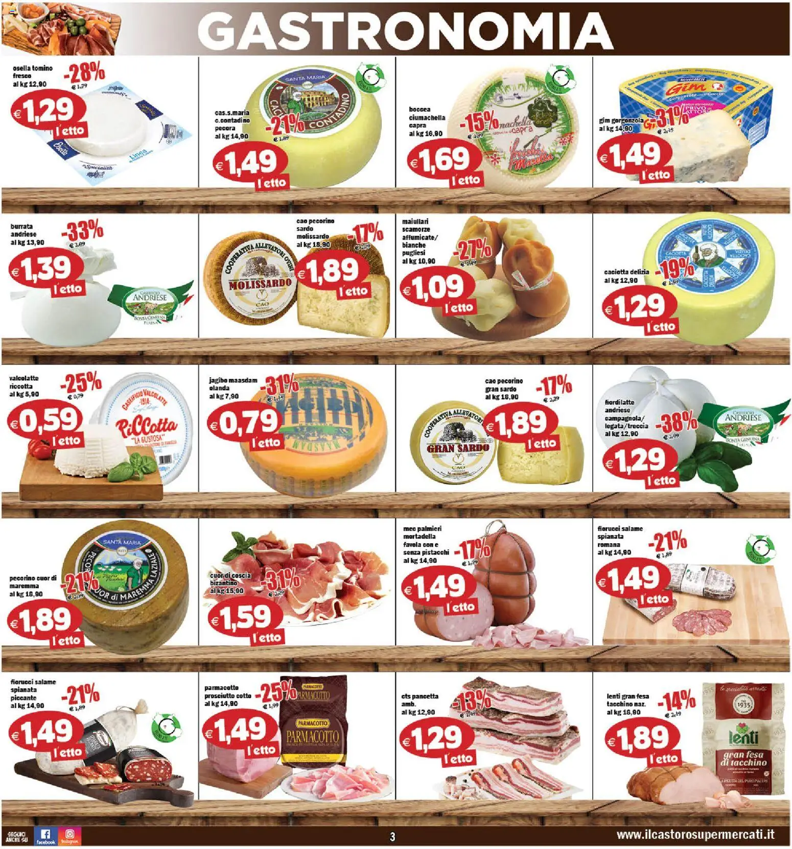 Volantino Il Castoro del 07.01.2026 | Pagina: 3 | Prodotti: Salame, Prosciutto, Mortadella, Pistacchi